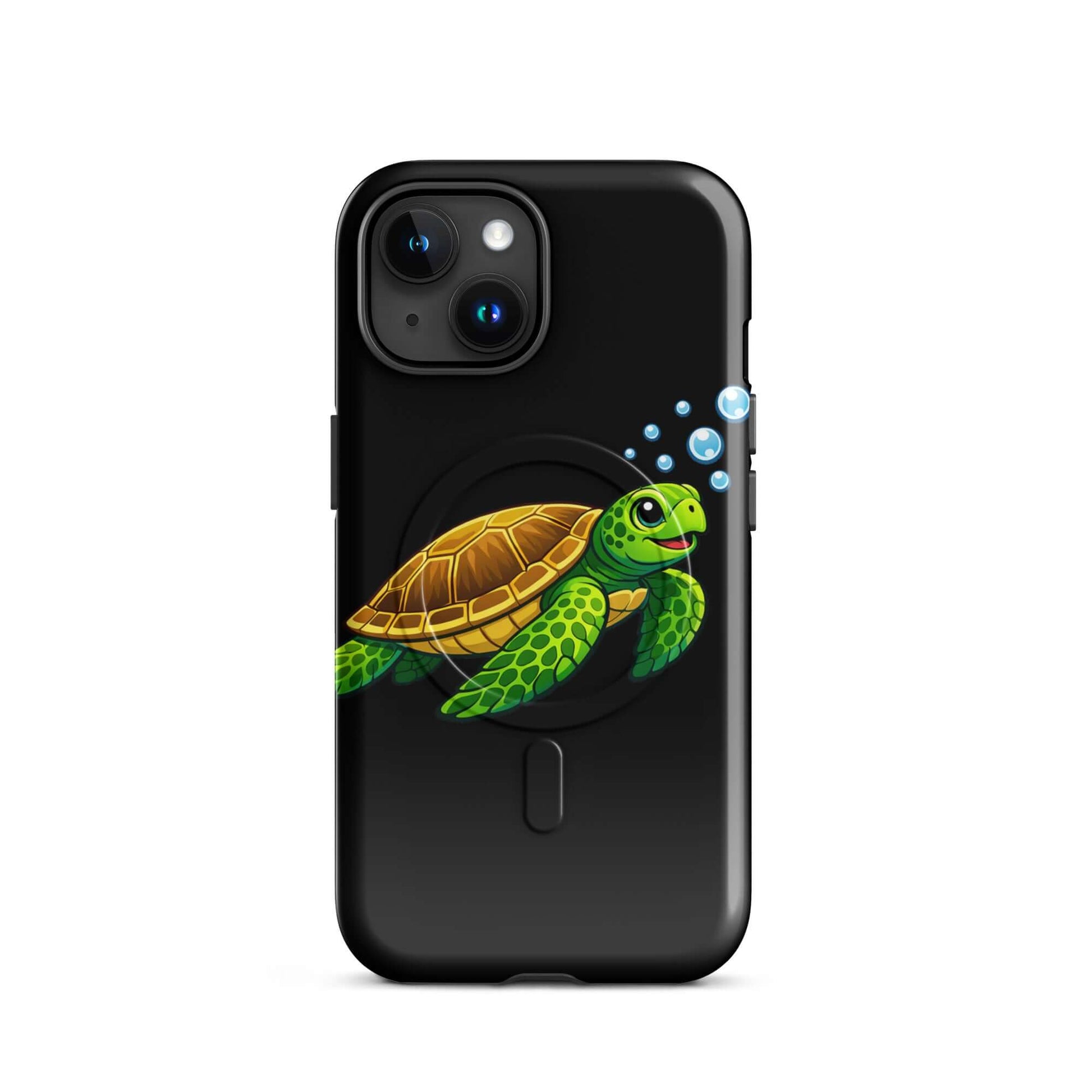 Magnetic Phone Case featuring a colorful sea turtle design and playful ocean elements.