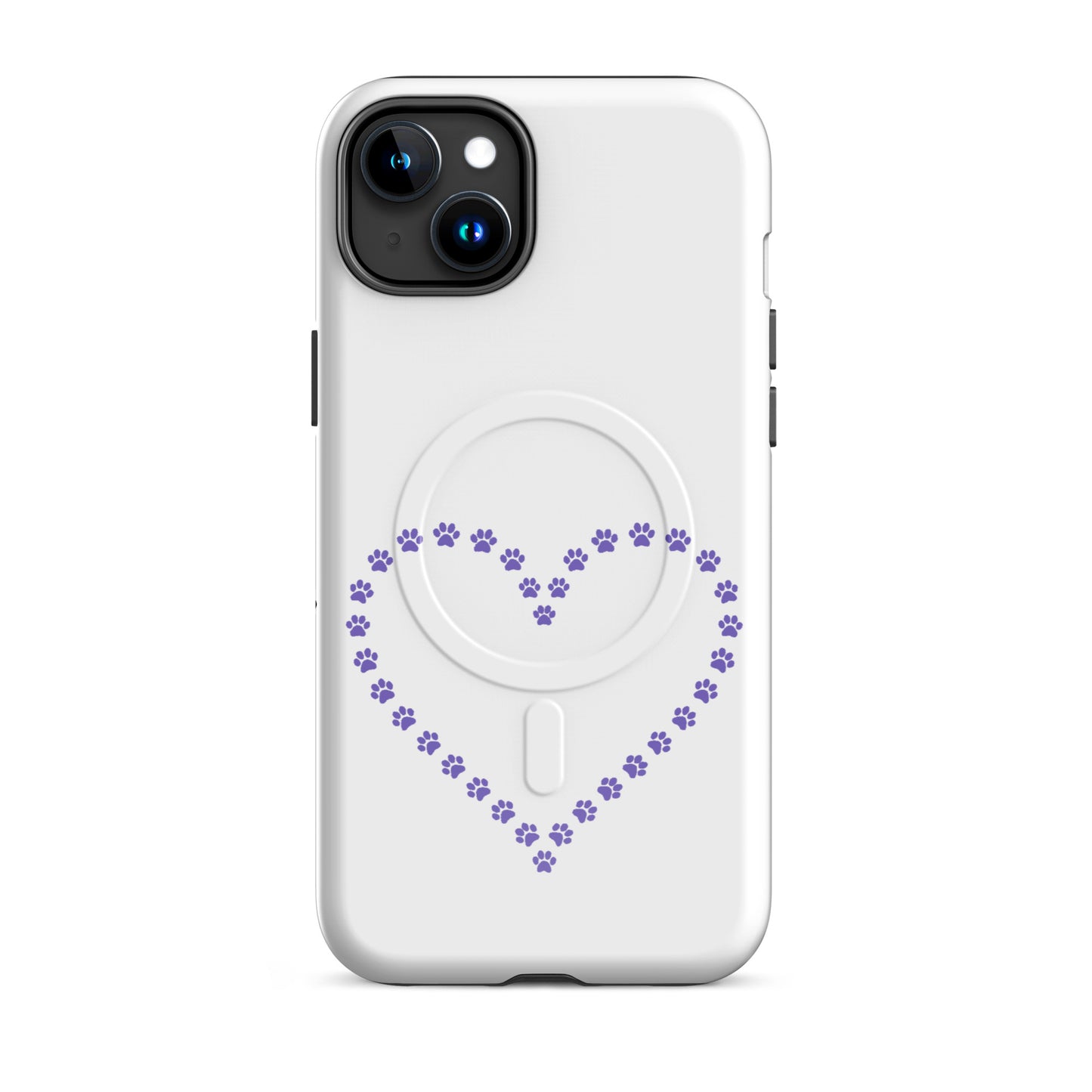 Magnetic Phone Case with paw print heart design, perfect for pet lovers and stylish protection for iPhone.