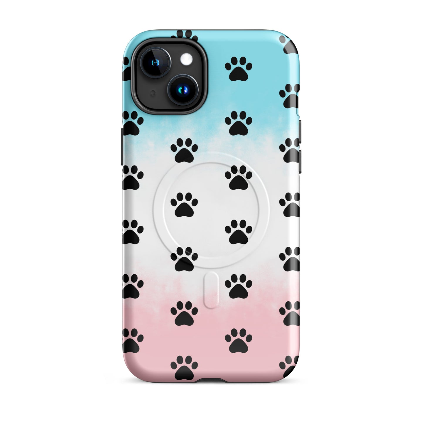 Magnetic Phone Case with a colorful paw print design for pet lovers, featuring a playful pattern of paw icons.