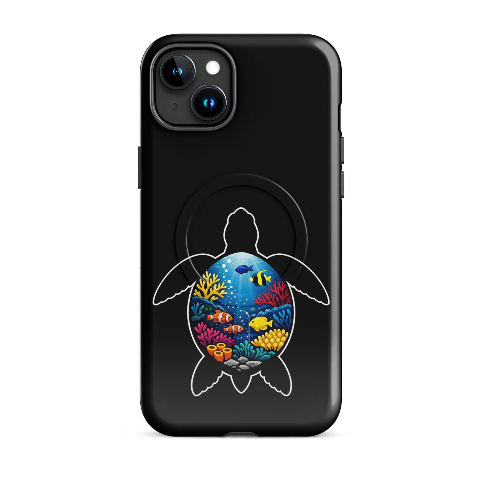 Magnetic Phone Case featuring sea turtle reef design, vibrant colors, and durable protection for iPhone.