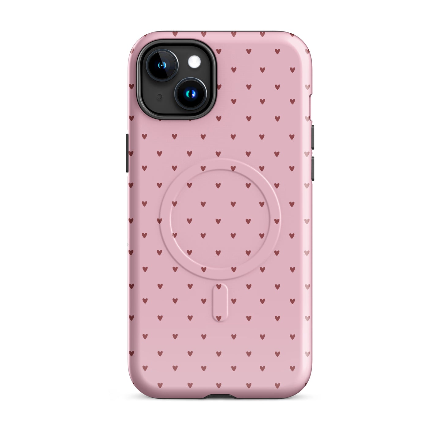 Magnetic Phone Case with heart-dot pattern for iPhone, featuring a playful and stylish design on a bold background.