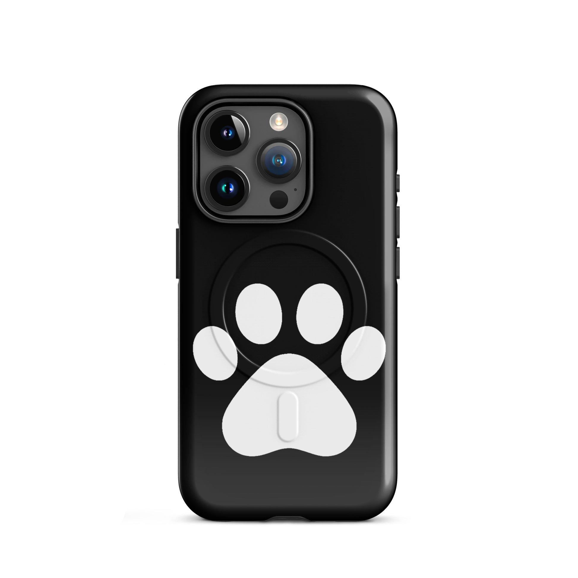 Magnetic Phone Case featuring a minimalist paw print design for pet lovers, suitable for iPhone models.