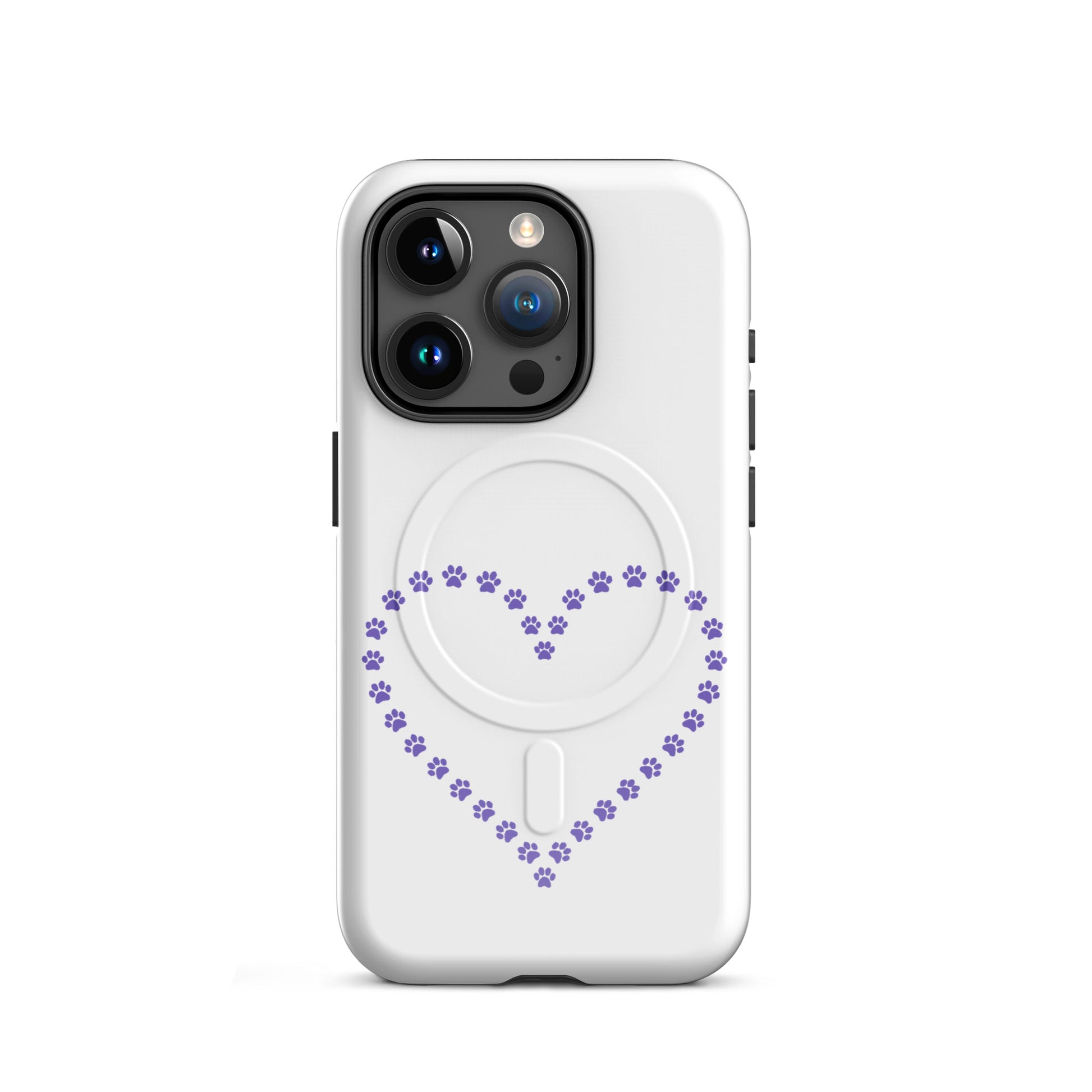Magnetic Phone Case featuring a whimsical paw print heart design for pet lovers.