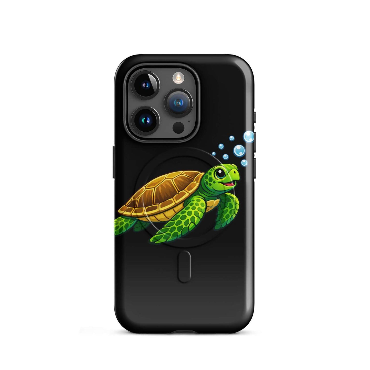 Magnetic Phone Case featuring vibrant sea turtle artwork, playful and stylish design for iPhone protection.