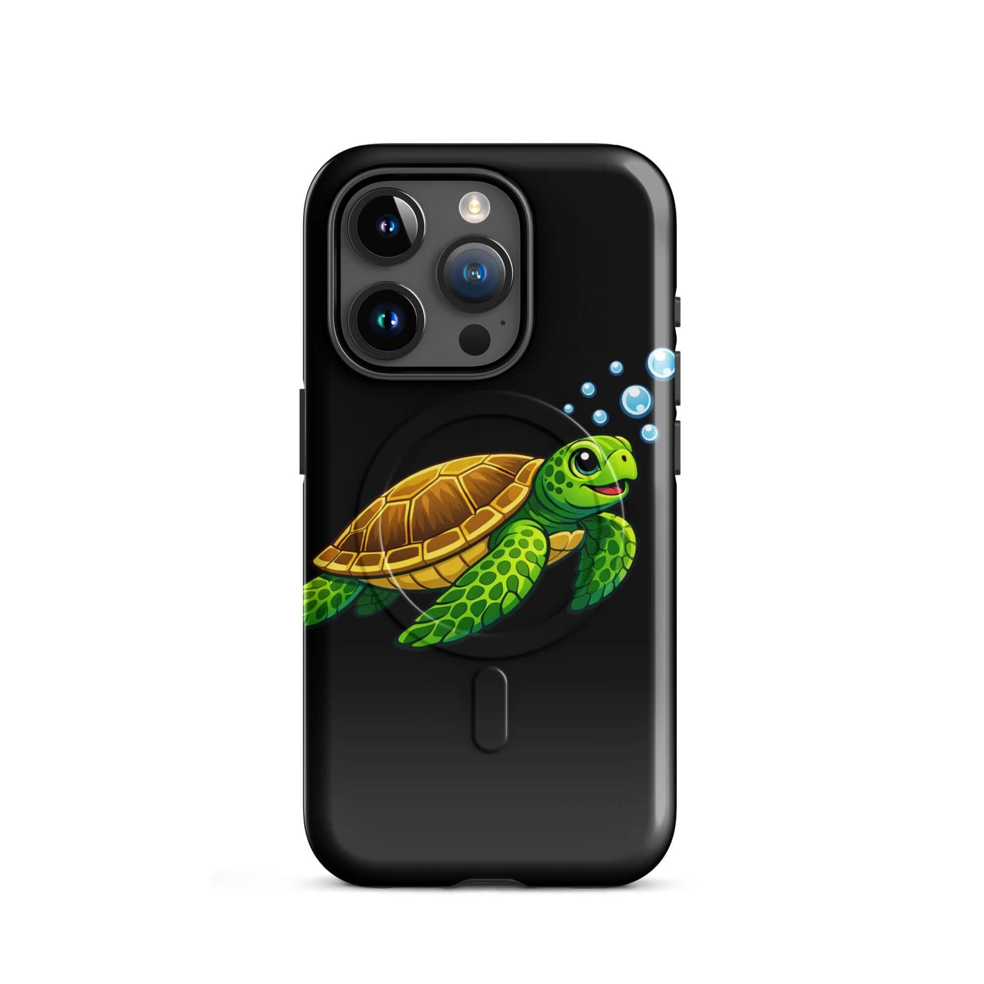 Magnetic Phone Case featuring vibrant sea turtle artwork, playful and stylish design for iPhone protection.