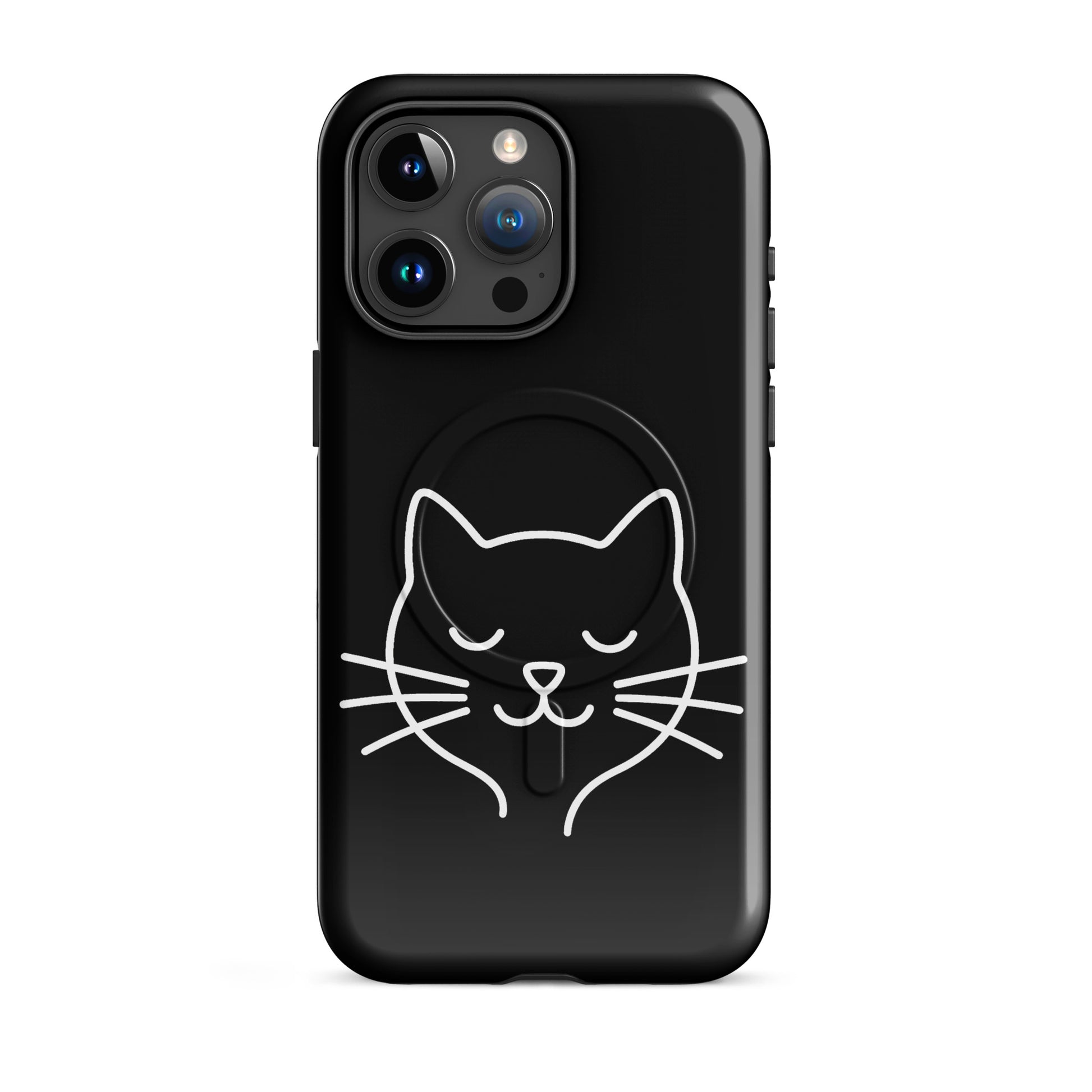 Magnetic Phone Case featuring cute minimalist cat line art design for iPhone.