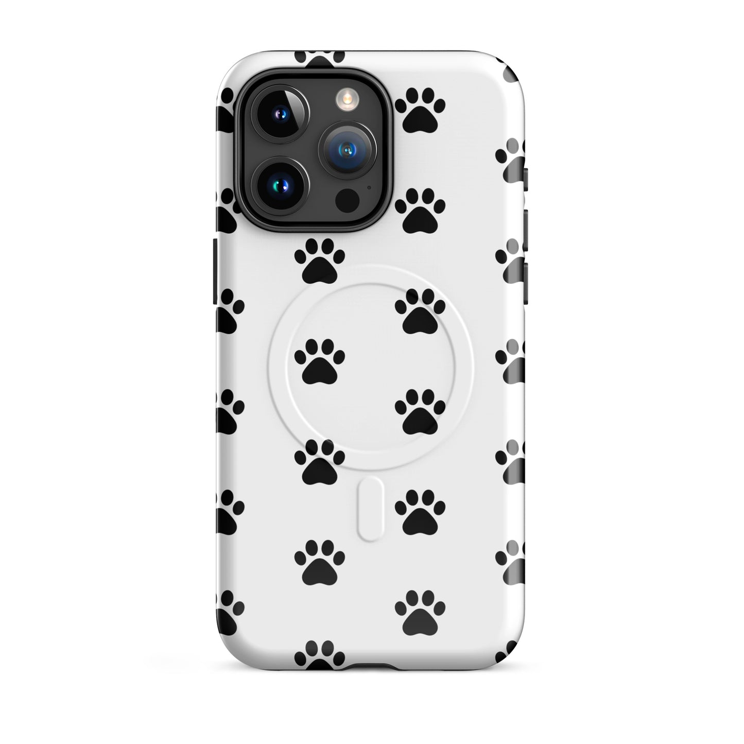 Magnetic Phone Case featuring a playful paw print design for pet lovers, suitable for iPhone models.