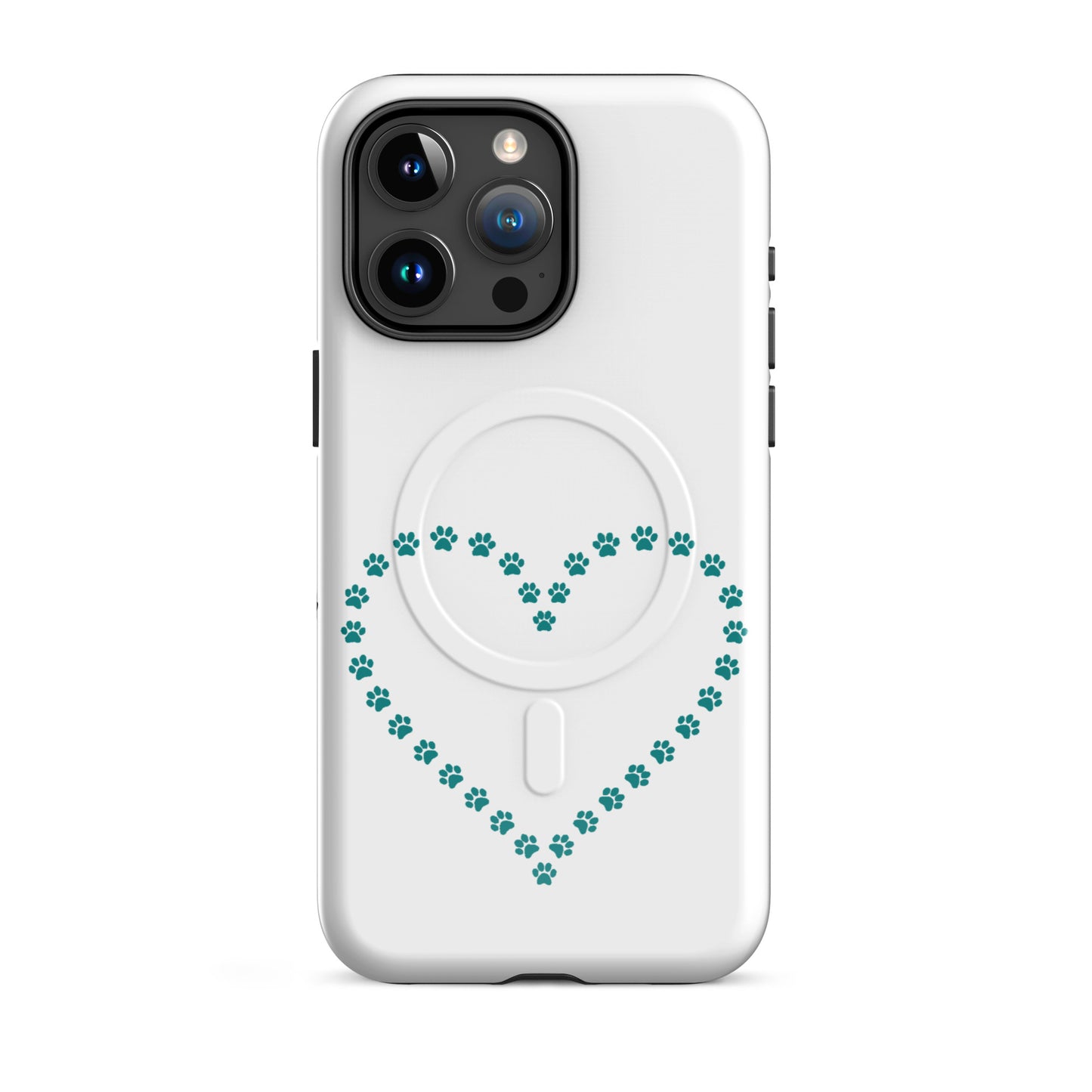 Magnetic Phone Case featuring a heart design made of paw prints, perfect for pet lovers.