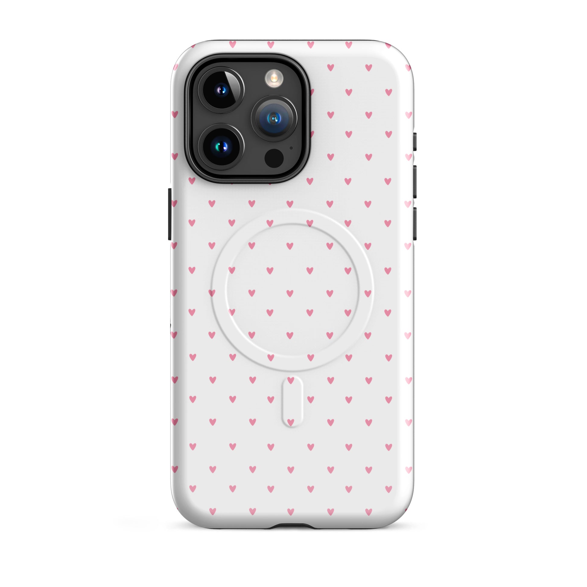 Magnetic Phone Case with heart-dot pattern for iPhone, featuring playful polka-dot design on a stylish, minimalist background.