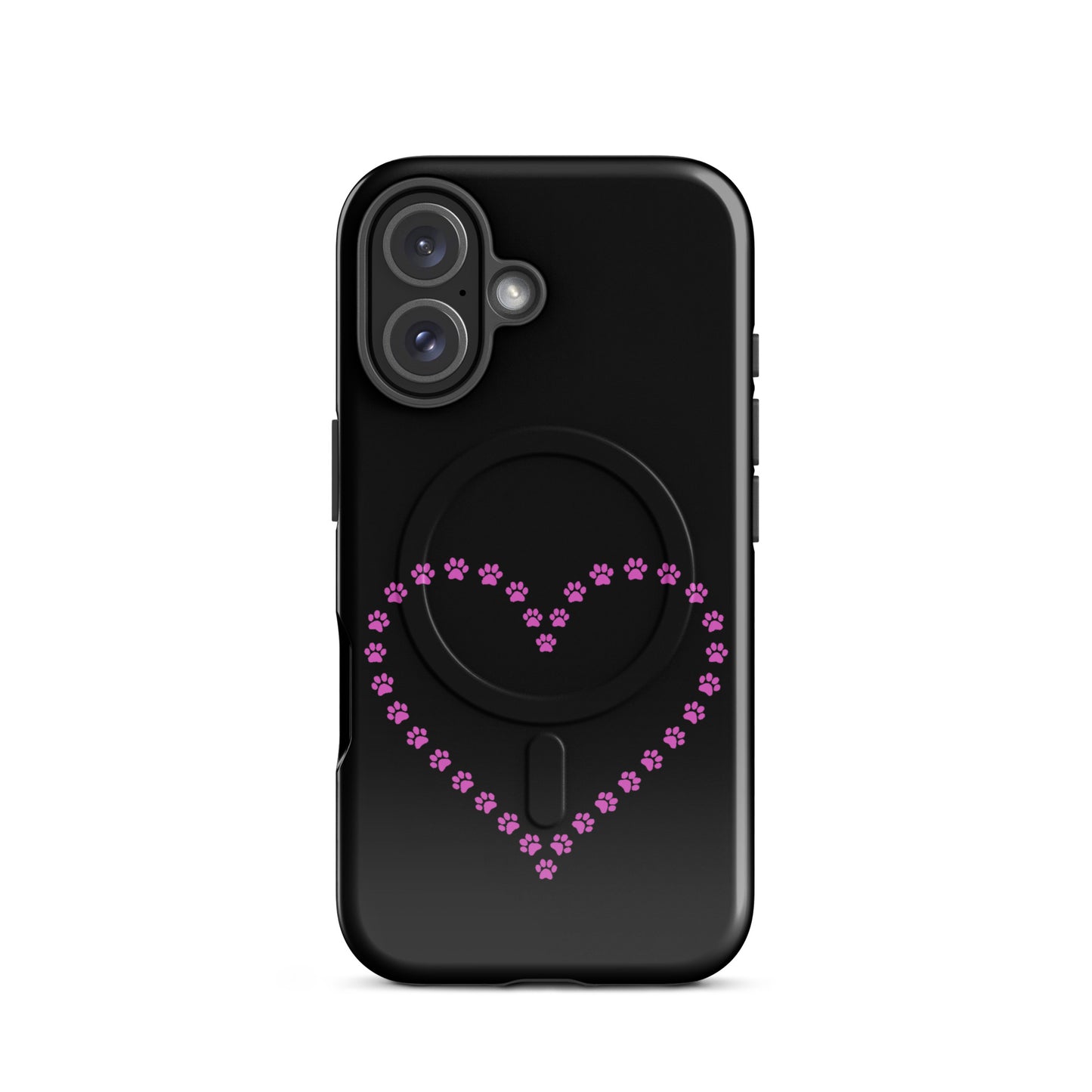 Magnetic Phone Case featuring a heart design made of paw prints, perfect for pet lovers.