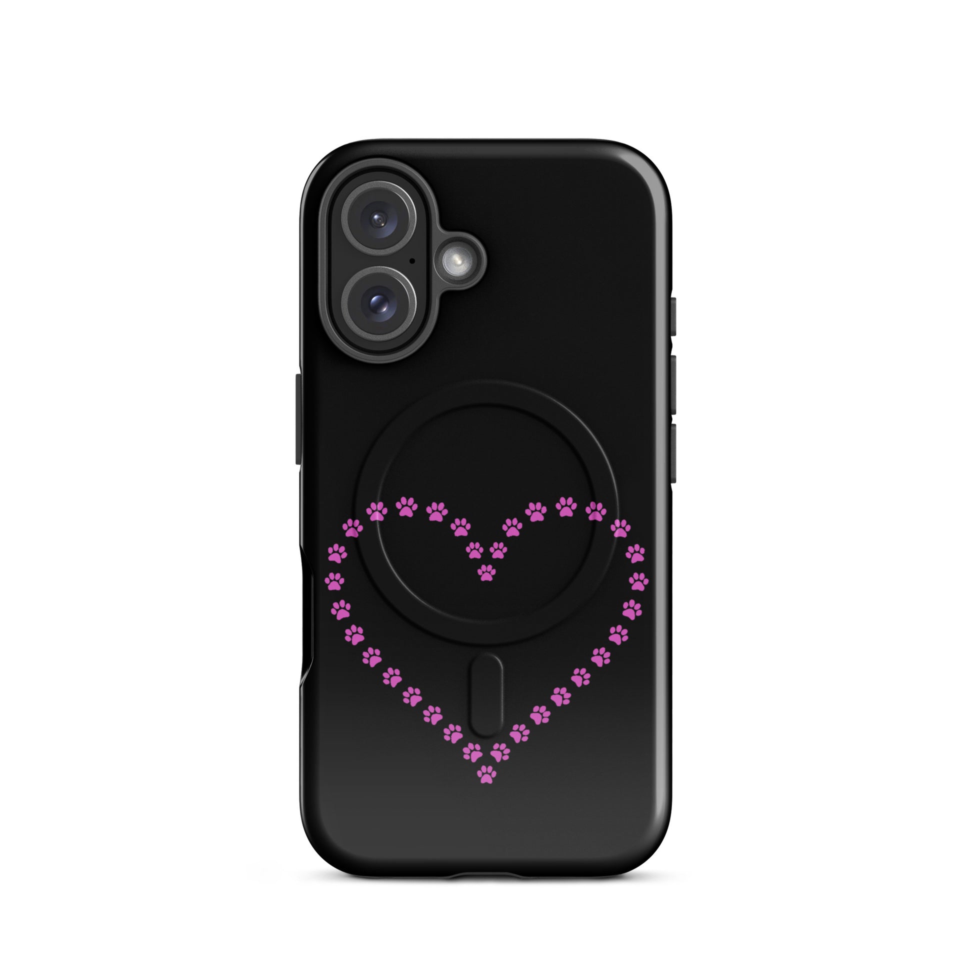Magnetic Phone Case featuring a heart design made of paw prints, perfect for pet lovers.