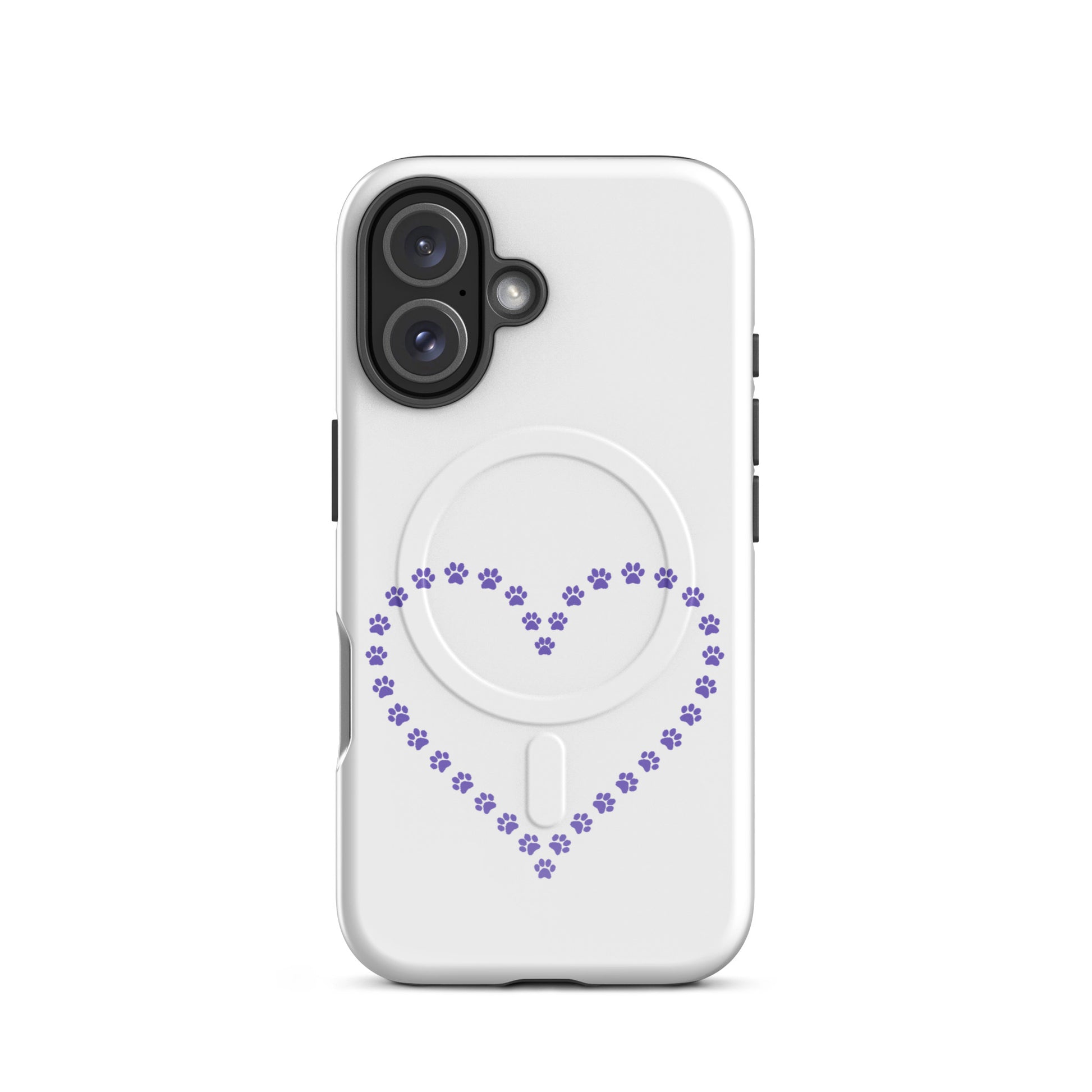 Magnetic Phone Case featuring a paw print heart design for pet lovers, perfect for iPhone protection and style.