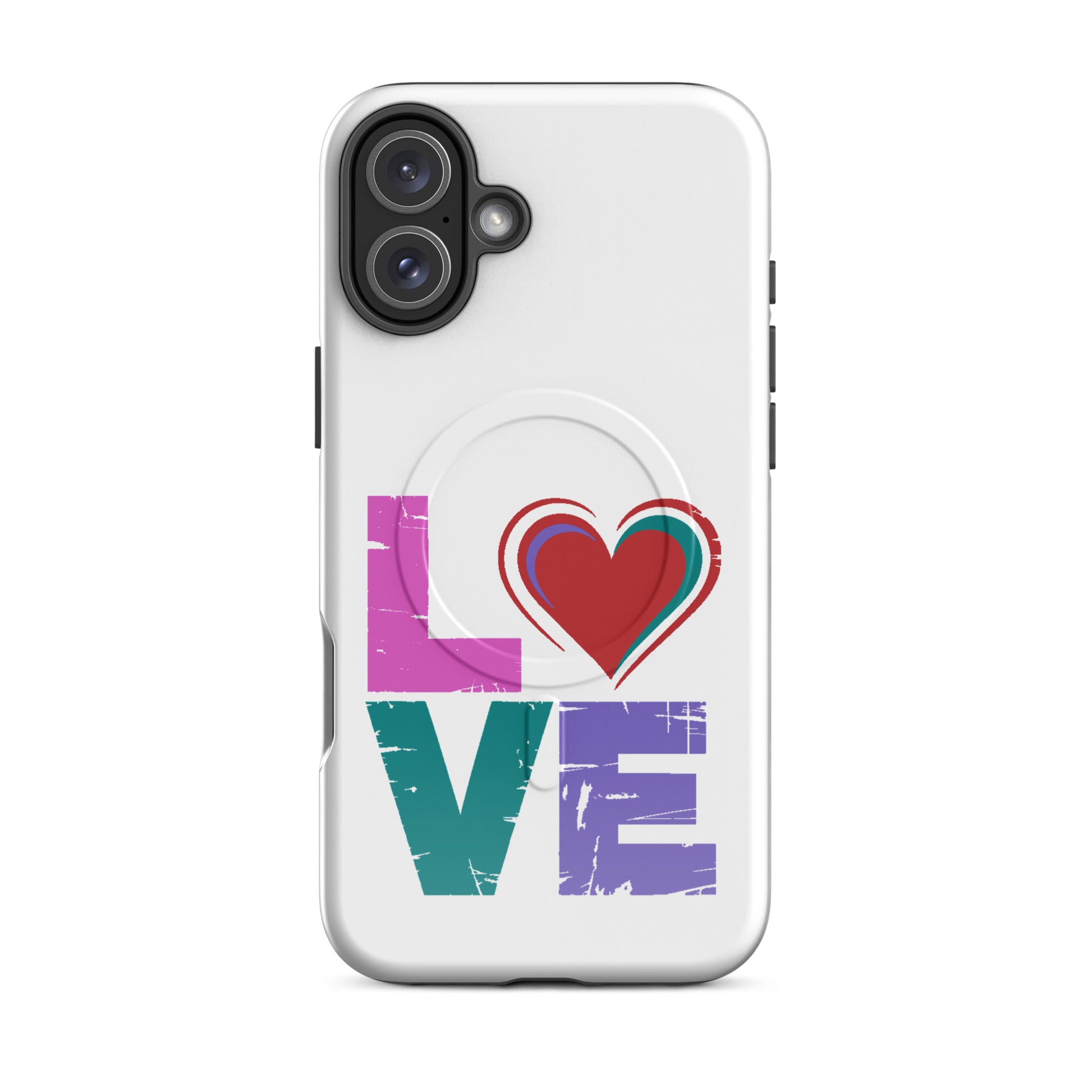 Love Magnetic Dual-Layer Tough Case for iPhone, Apple iPhone Case with colorful love design.