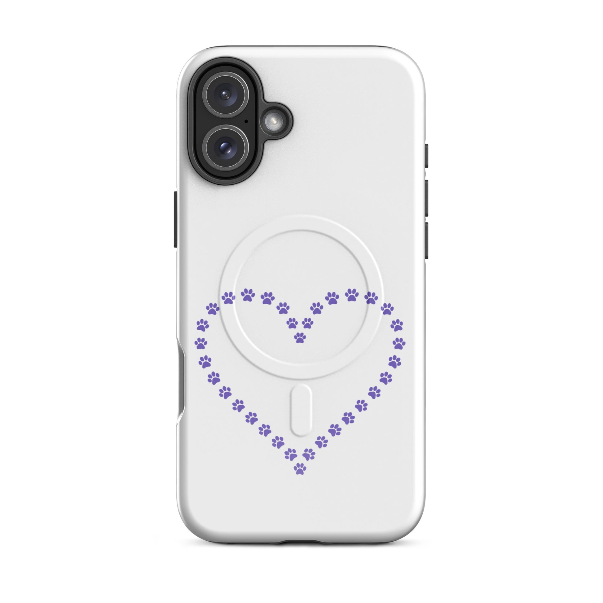 Magnetic Phone Case featuring a whimsical heart made of paw prints, perfect for pet lovers.