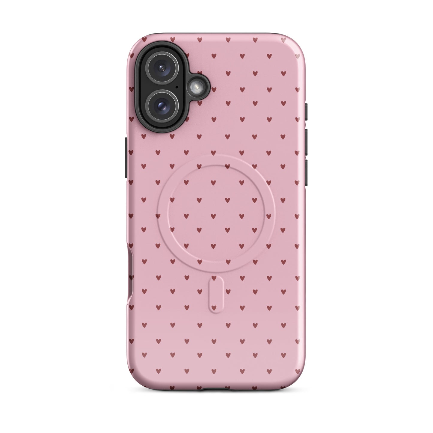 Magnetic Phone Case with Heart-Dot Pattern for iPhone, featuring a playful polka-dot design with tiny hearts on a bold background.