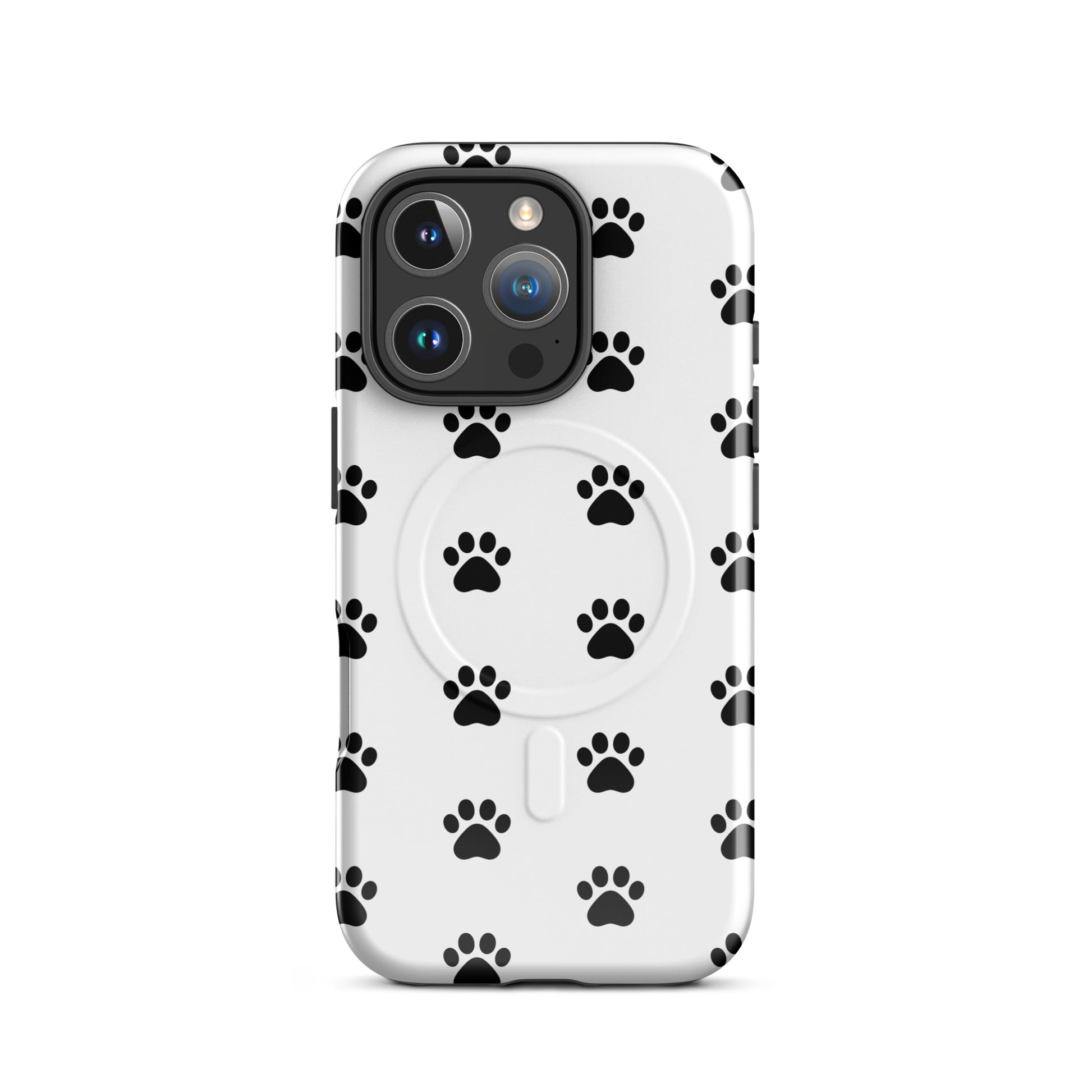 Magnetic Phone Case for iPhone featuring a playful paw print design for pet lovers.