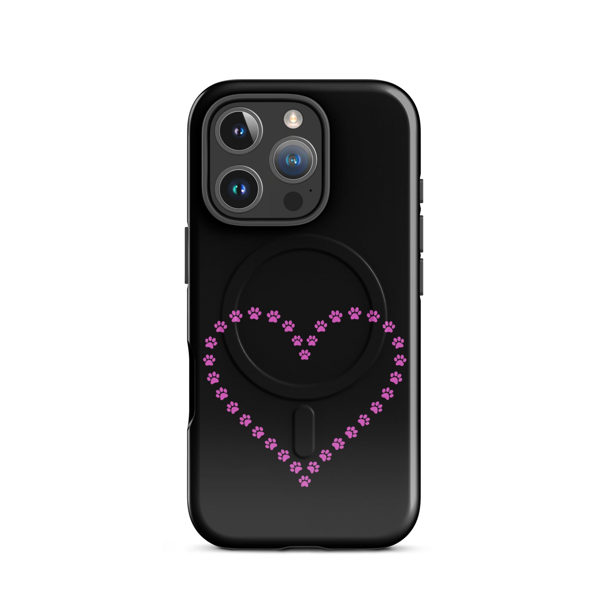 Magnetic Phone Case featuring a heart design made of paw prints, perfect for pet lovers.