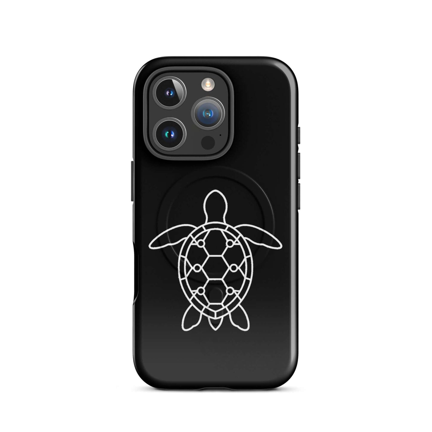 Magnetic Phone Case featuring a minimalist sea turtle silhouette design with a geometric pattern.