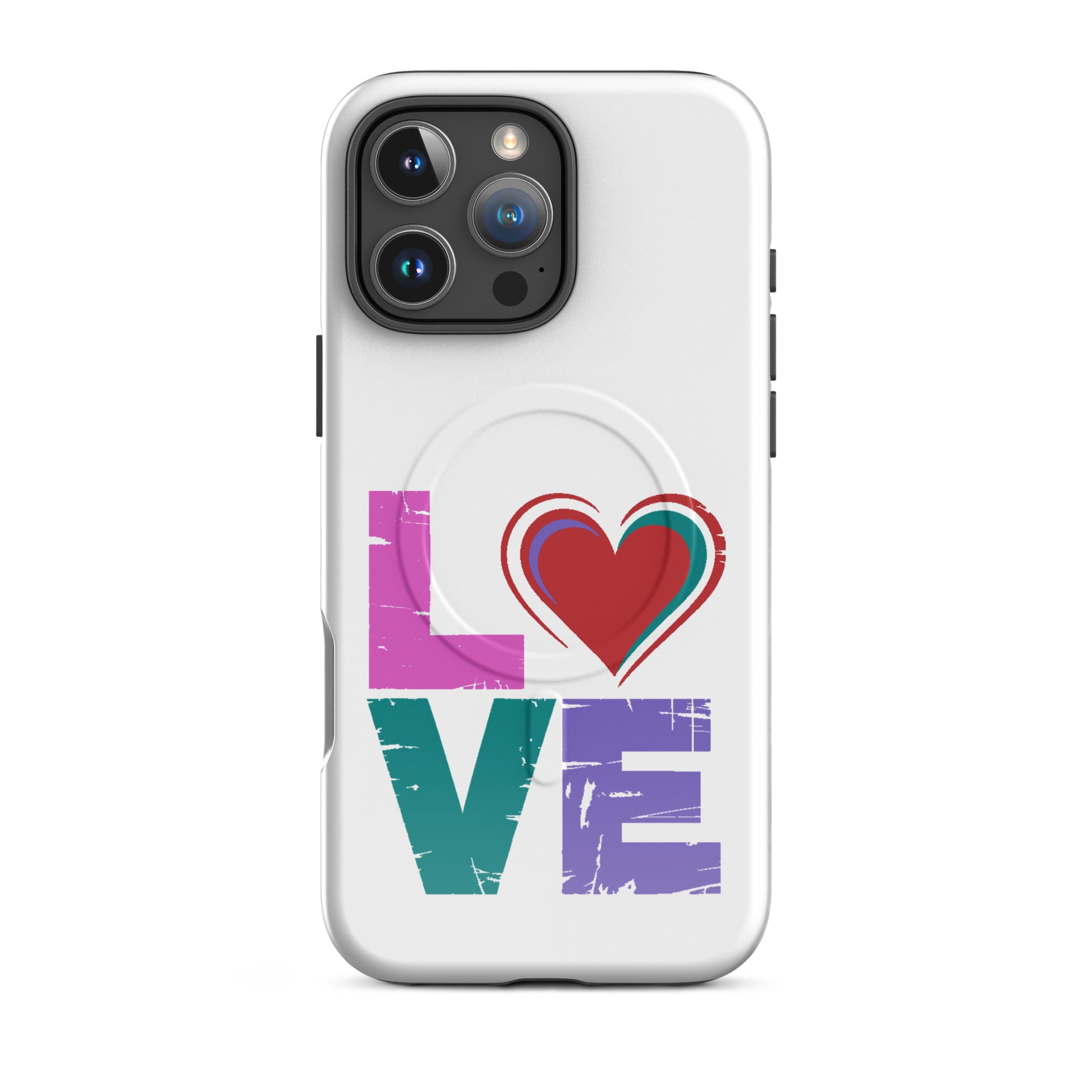 Love Magnetic Dual-Layer Tough Case for iPhone - Stylish Apple iPhone Case with colorful design.
