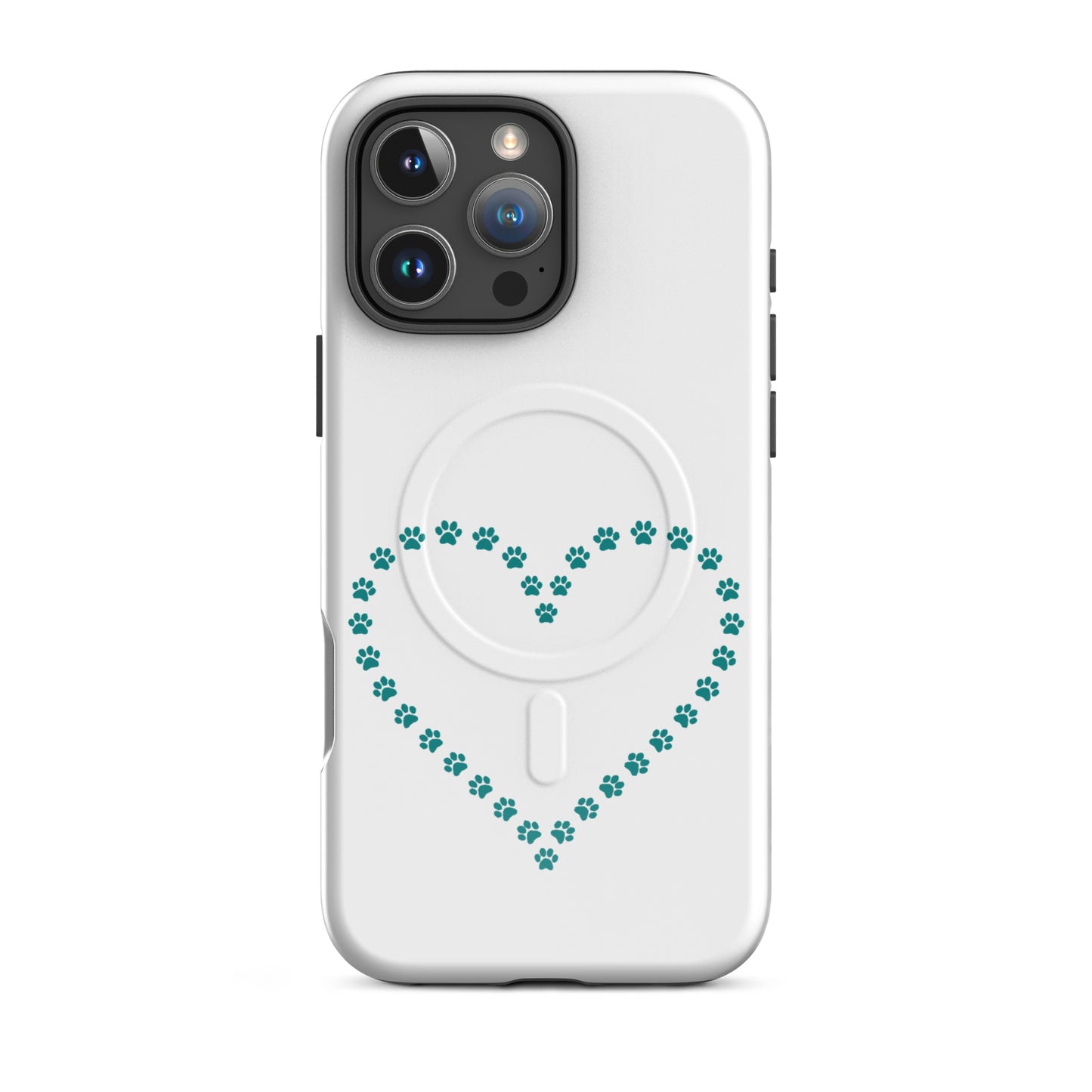 Magnetic Phone Case featuring whimsical paw print heart design for pet lovers