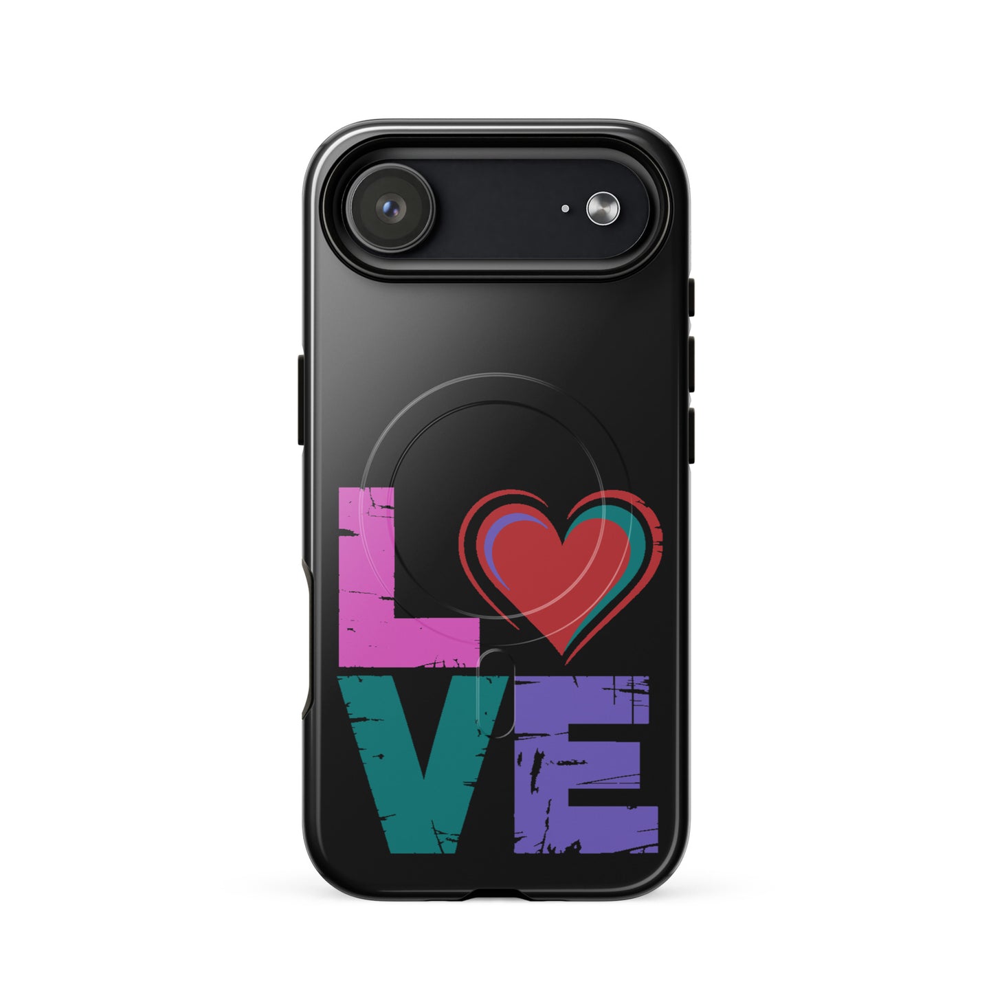 Love Magnetic Dual-Layer Tough Case for iPhone with vibrant love design and built-in magnets.