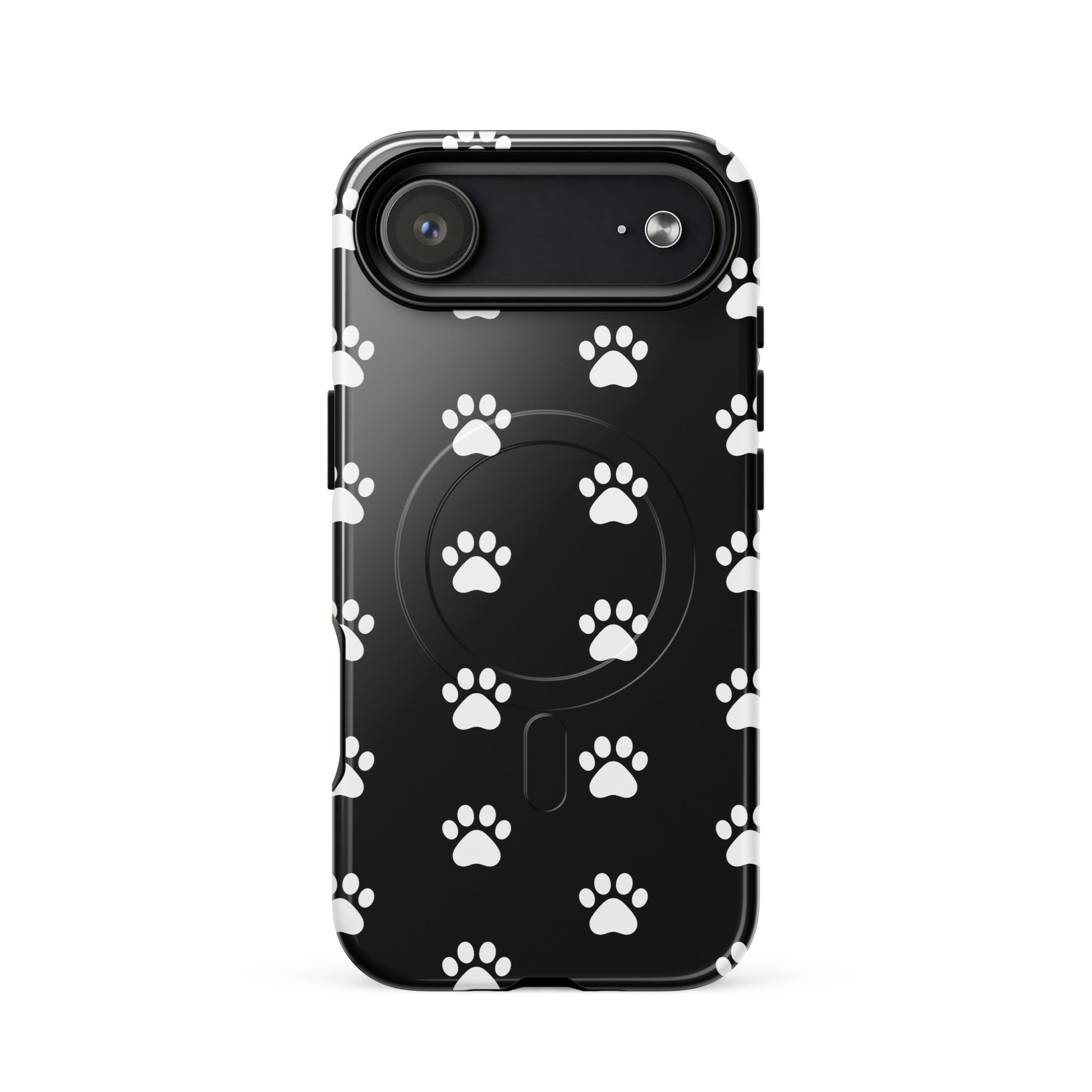 Magnetic Phone Case for iPhone featuring a playful paw print design, perfect for pet lovers.