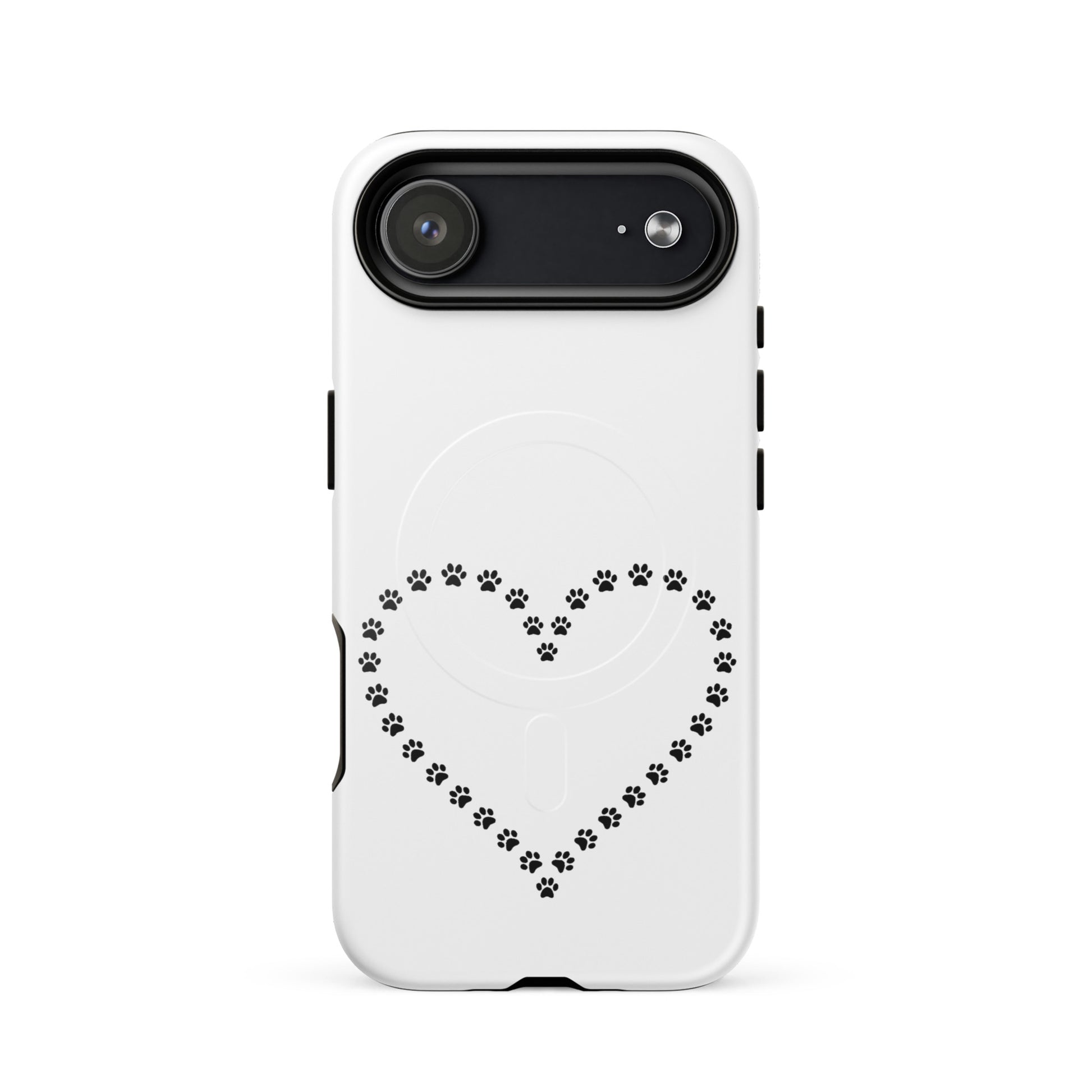 Magnetic Phone Case featuring a heart made of paw prints, perfect for pet lovers and minimalist design enthusiasts.