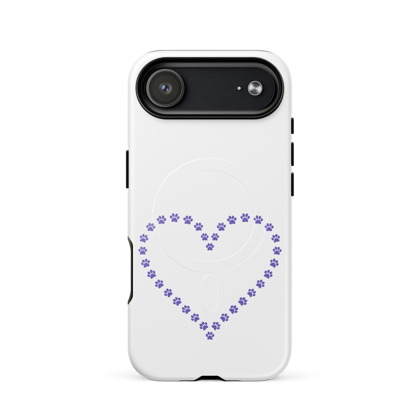Magnetic Phone Case featuring a heart of paw prints for pet lovers, ideal for iPhone protection.