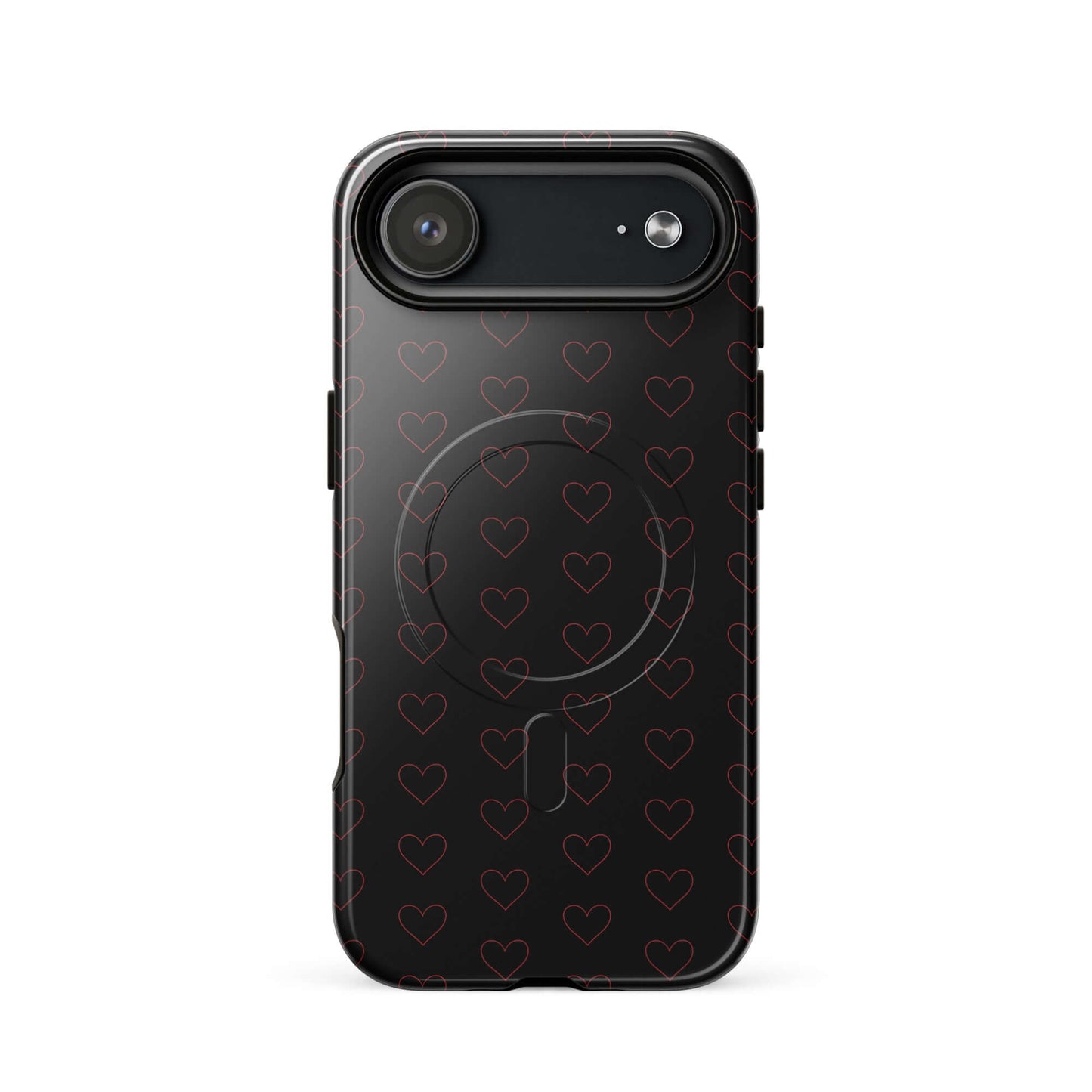 Magnetic Phone Case with a crimson heart pattern showcasing elegant minimalist design.