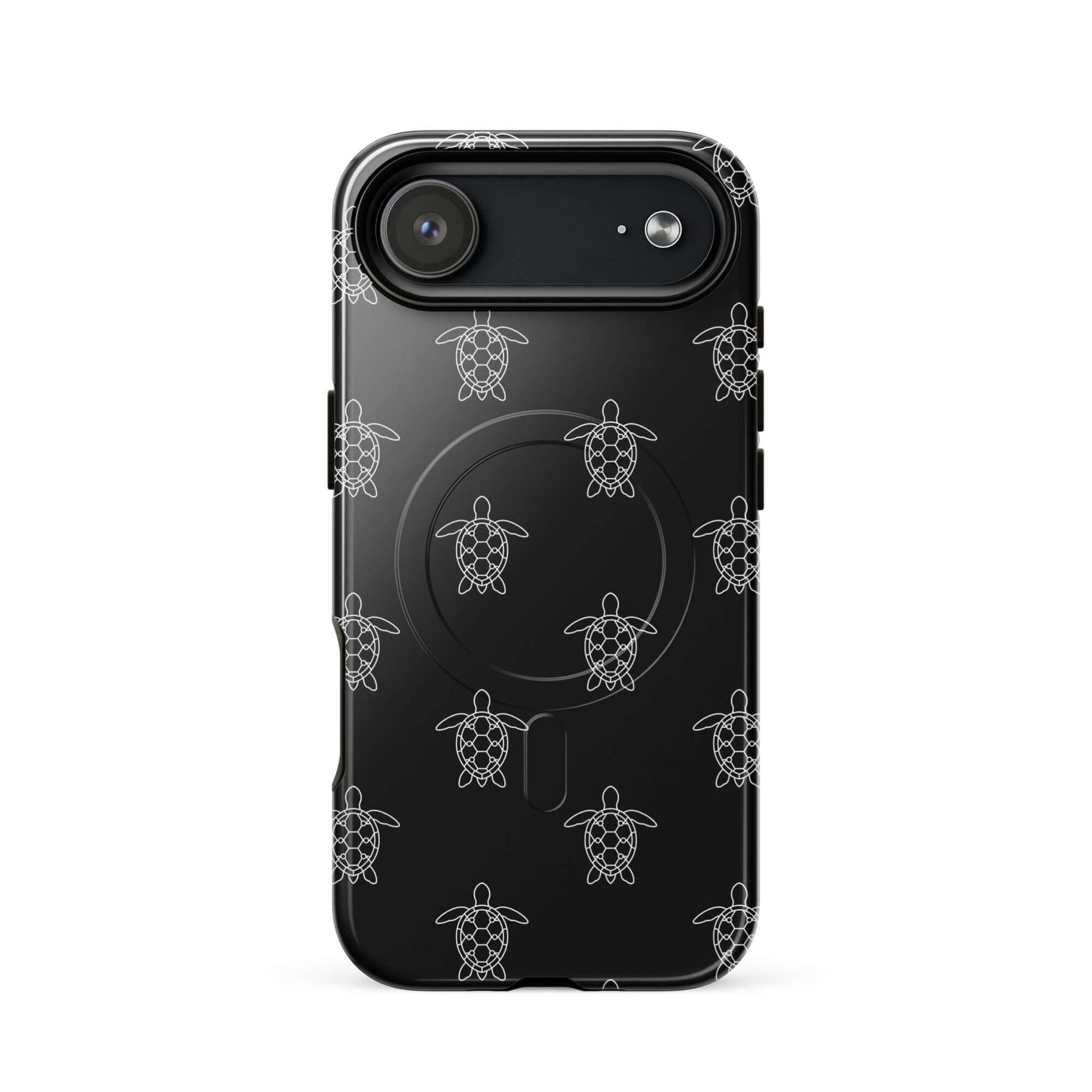 Magnetic Phone Case featuring a minimalist sea turtle pattern in clean vector lines for iPhone.