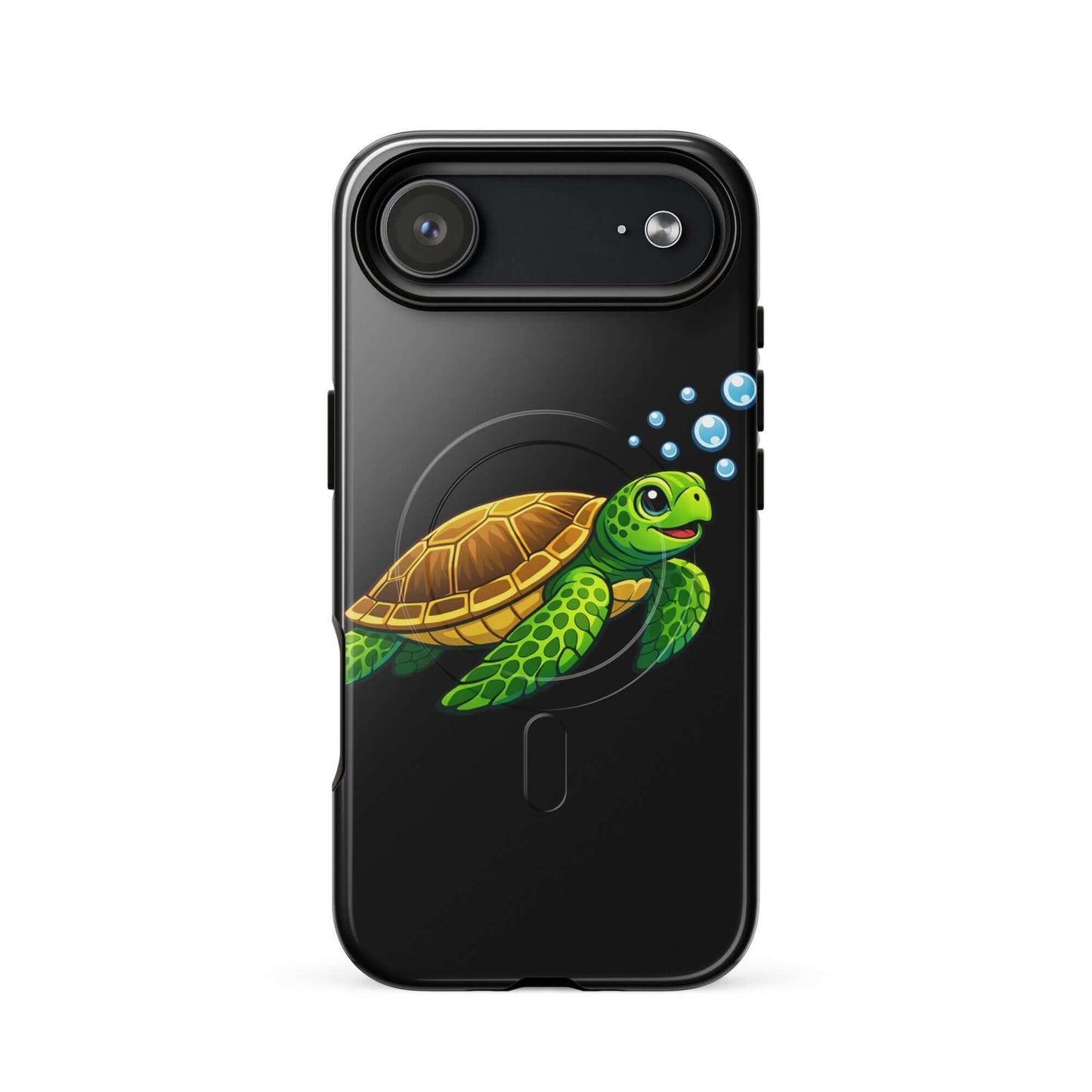 Magnetic Phone Case featuring playful sea turtle artwork for iPhone, combining premium artistry and protection.