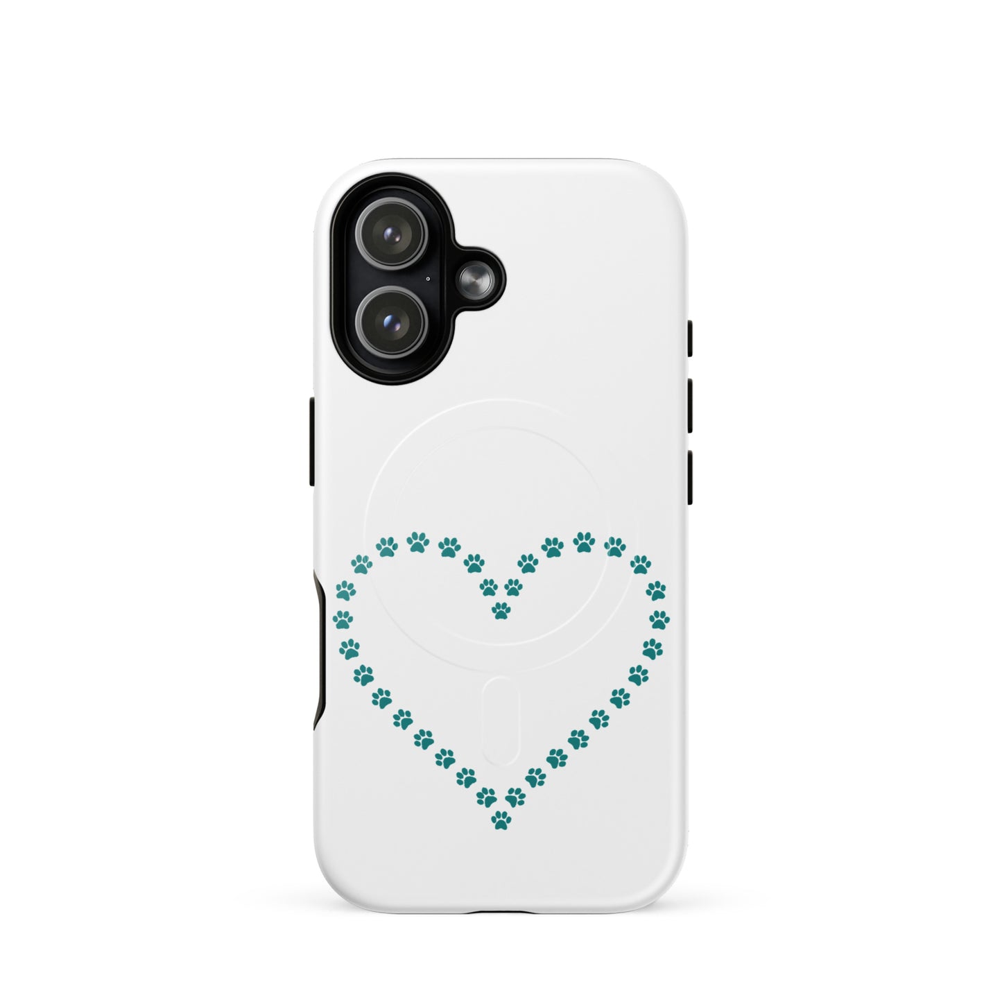 Magnetic Phone Case featuring a whimsical paw print heart design for pet lovers.
