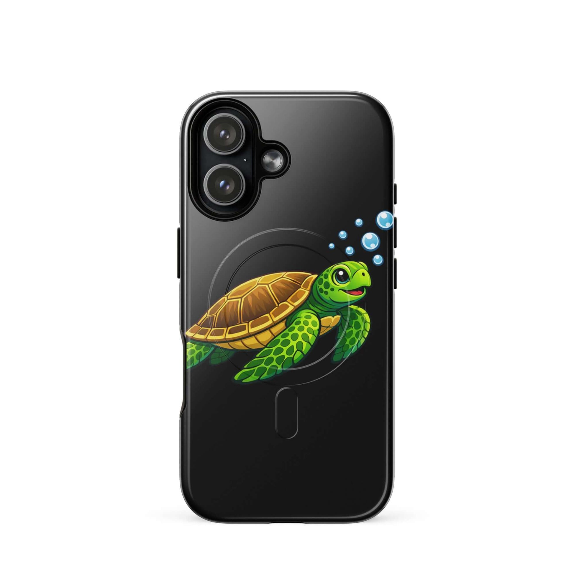 Magnetic Phone Case featuring a playful sea turtle design, perfect for ocean art lovers and premium protection.