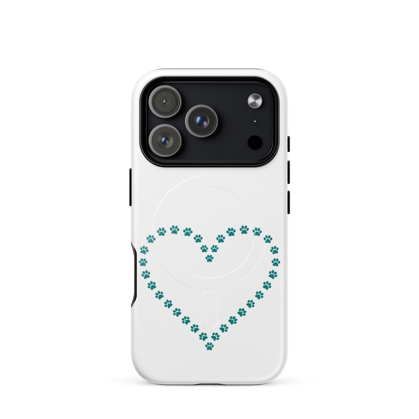 Magnetic Phone Case featuring a heart design made of paw prints for pet lovers.