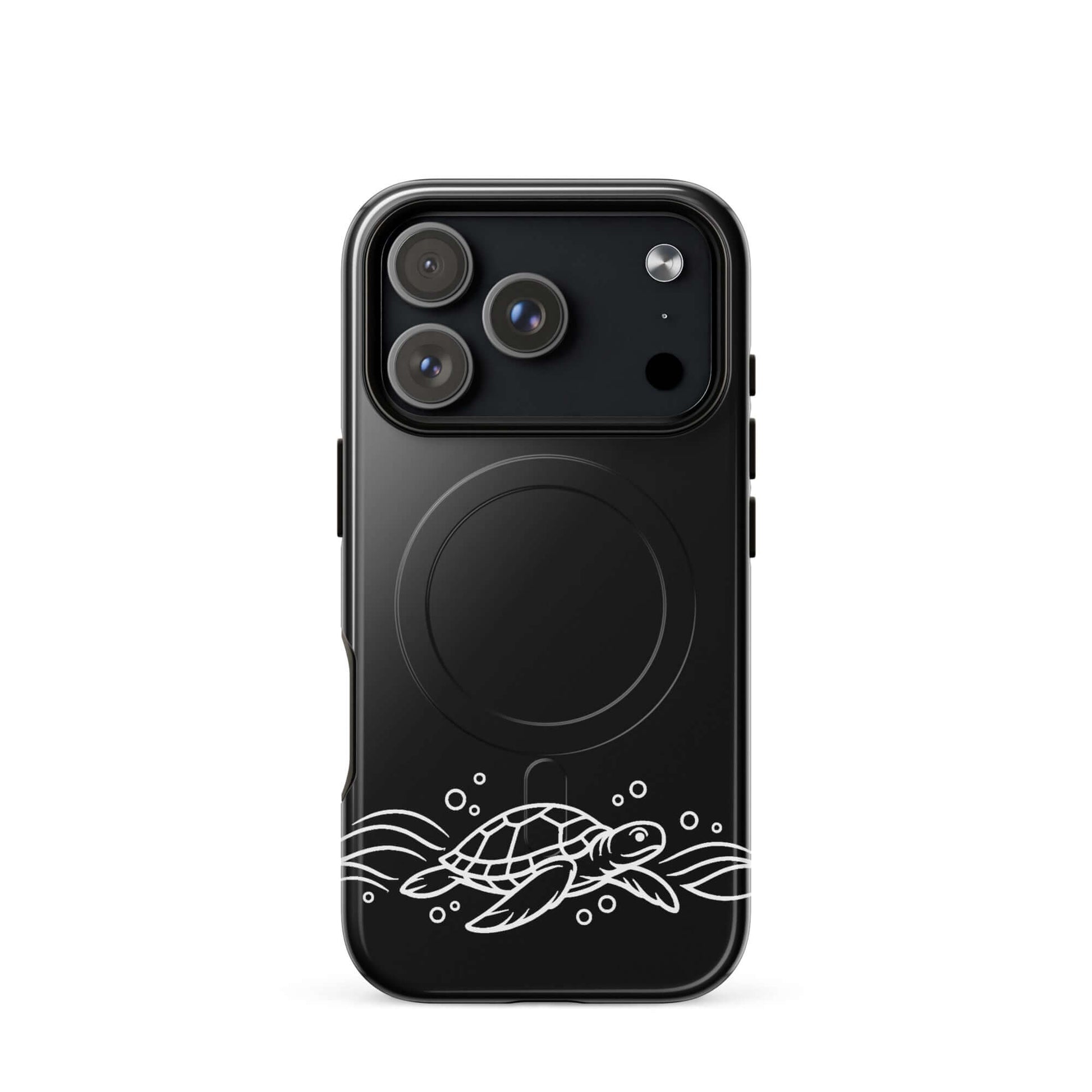 Magnetic Phone Case featuring minimalist sea turtle design and abstract waves for iPhone.