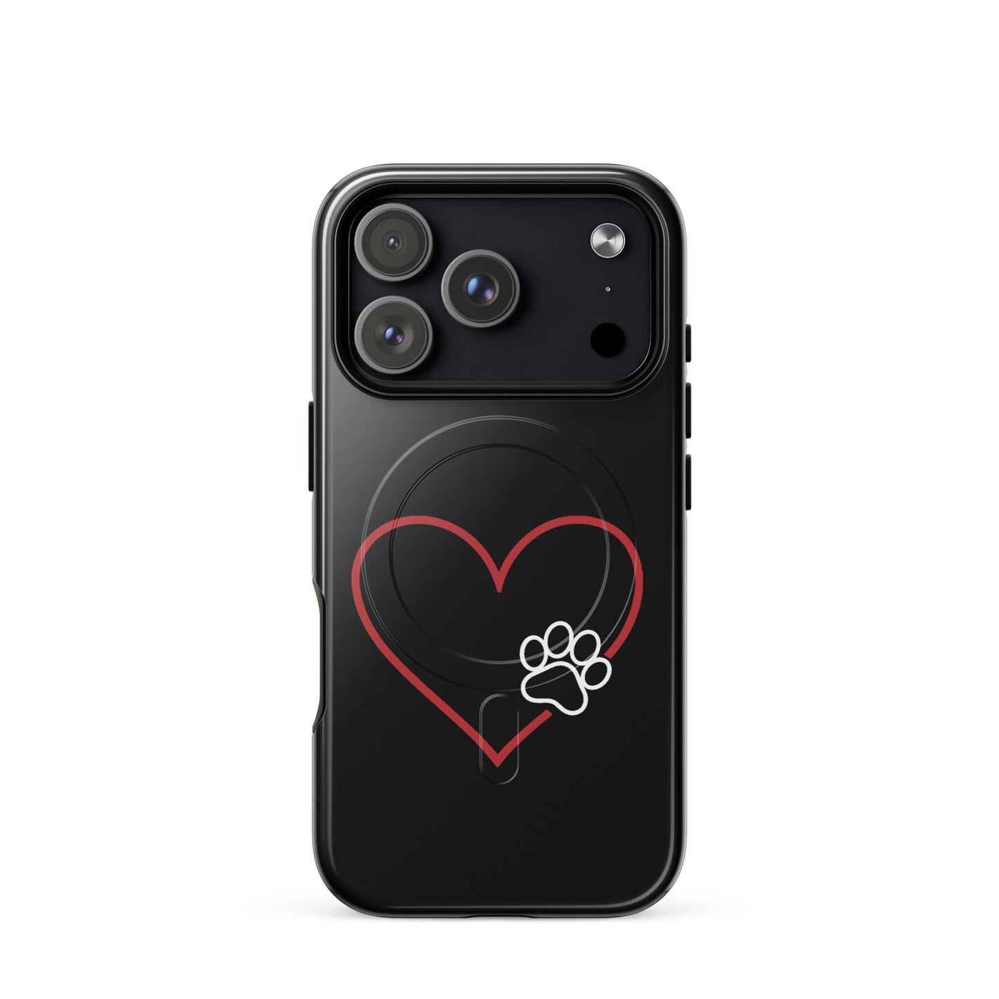 Magnetic Phone Case for iPhone with heart and paw print design, ideal for pet lovers seeking stylish protection.