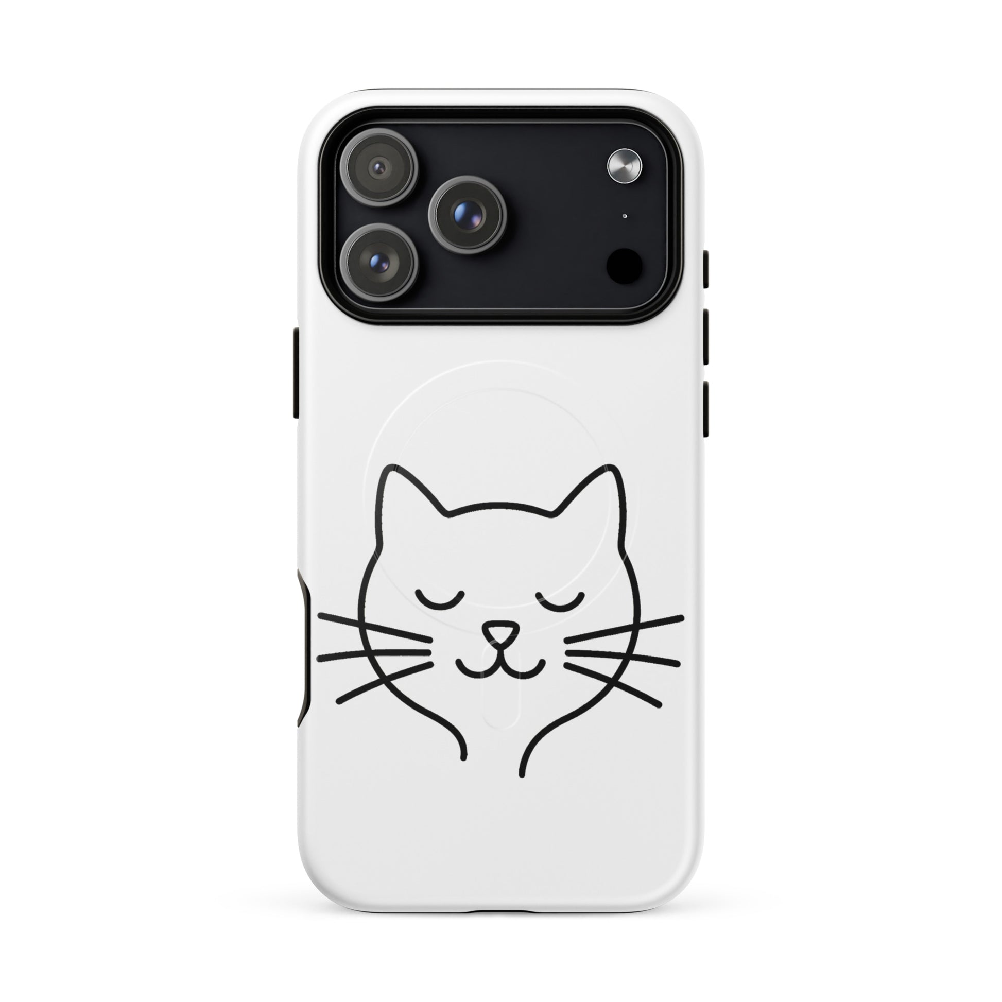 Magnetic Phone Case for iPhone featuring cute minimalist cat line art design for stylish protection.