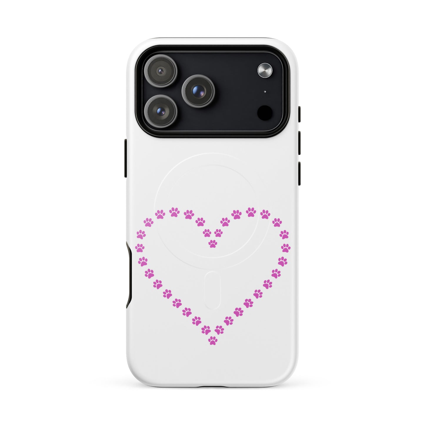 Magnetic Phone Case featuring a whimsical paw print heart design for pet lovers, perfect for proud pet parents.