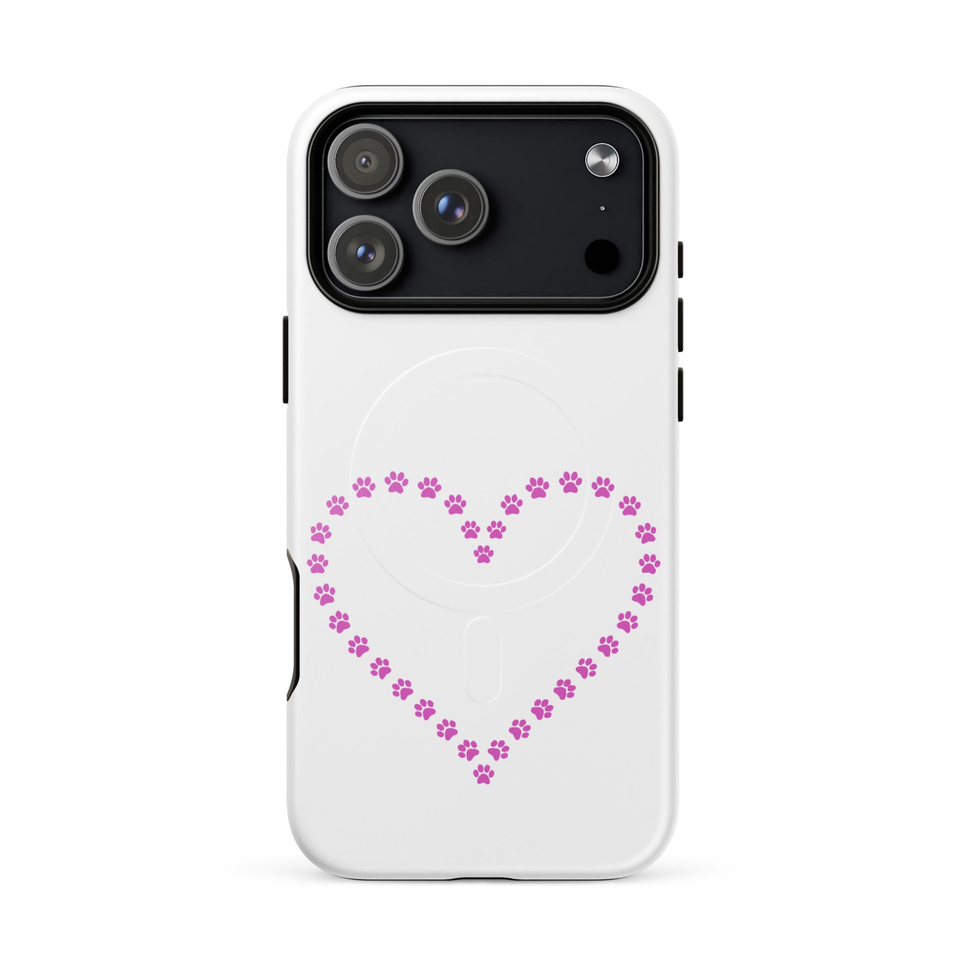 Magnetic Phone Case featuring a whimsical paw print heart design for pet lovers, perfect for proud pet parents.