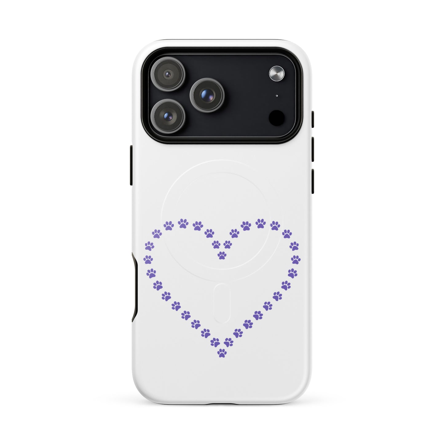 Magnetic Phone Case featuring a whimsical heart design made of paw prints, perfect for pet lovers.