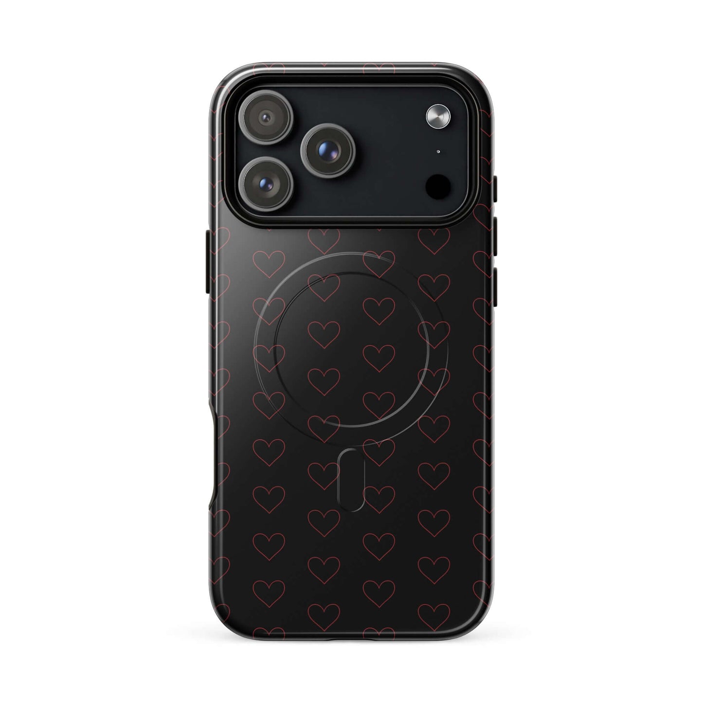 Magnetic Phone Case with crimson heart pattern featuring minimalist outlines on a sleek design.