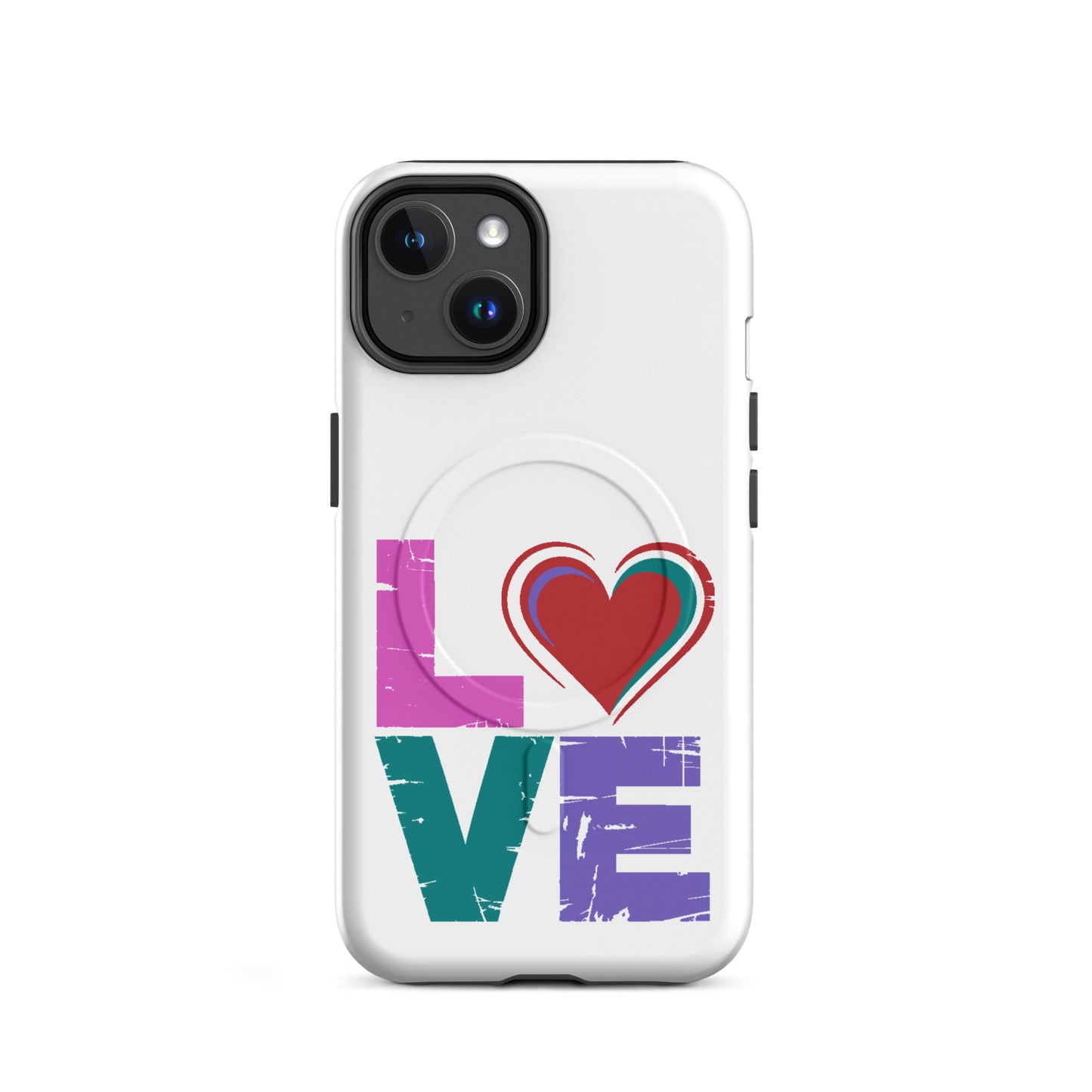 Love Magnetic Dual-Layer Tough Case for iPhone featuring colorful love design. Apple iPhone Case.