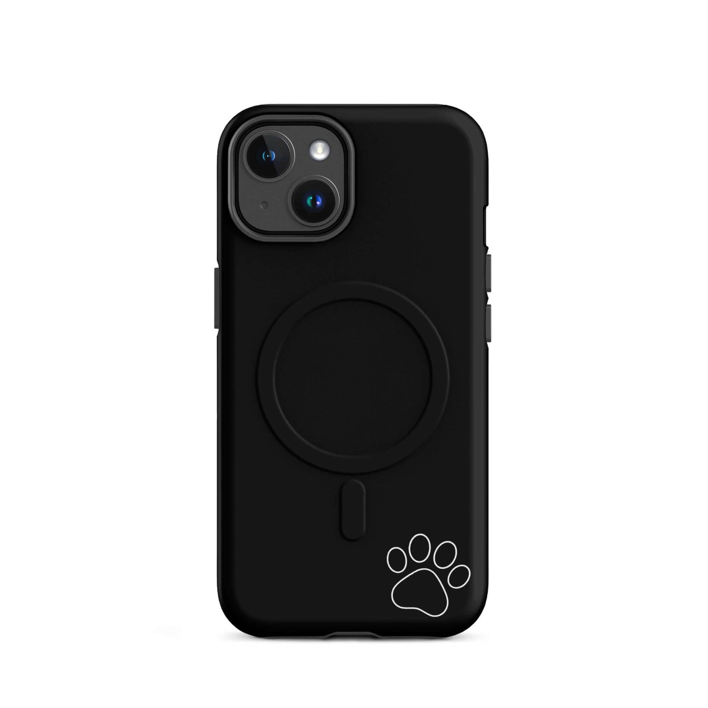 Magnetic Phone case for iPhone with paw print design, sleek black finish, minimalist style for pet lovers.