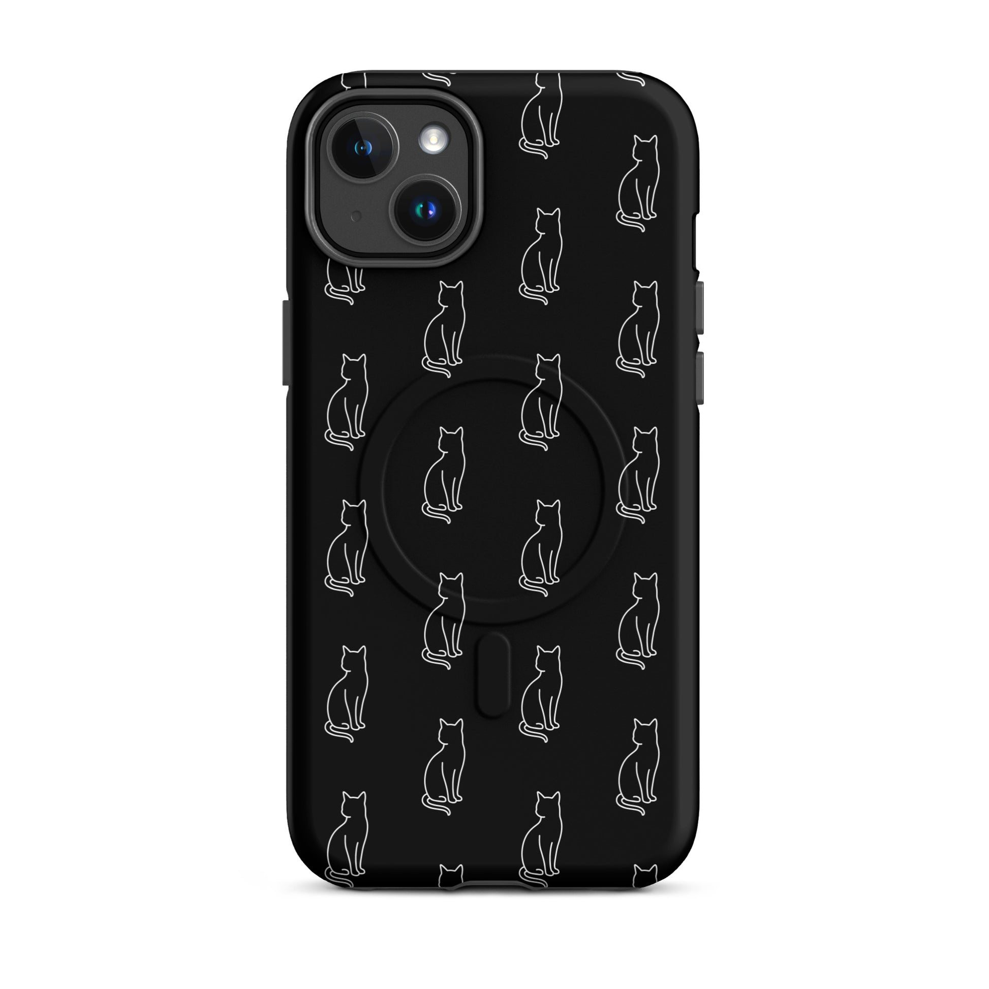 Magnetic Phone Case featuring a minimalist cat pattern, perfect for feline fans with a stylish design.