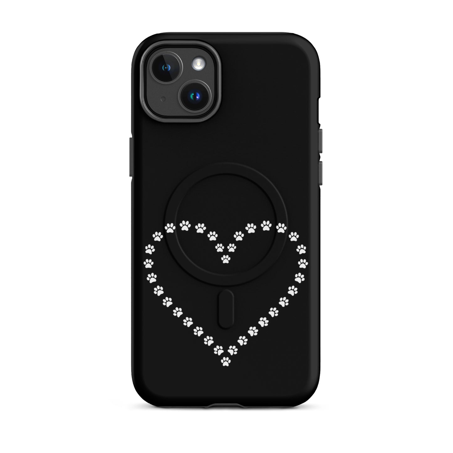 Magnetic Phone Case featuring a paw print heart design, perfect for pet lovers.