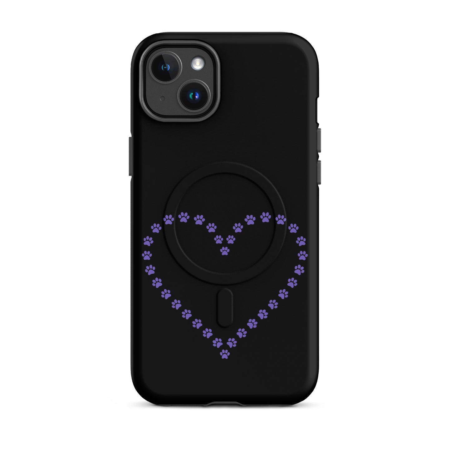Magnetic Phone Case featuring a heart design made of paw prints, perfect for pet lovers.