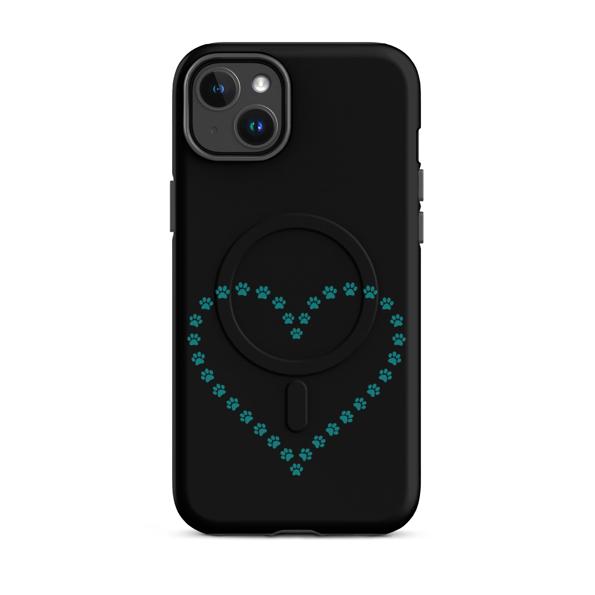 Magnetic Phone Case for iPhone featuring a heart made of paw prints, ideal for pet lovers.