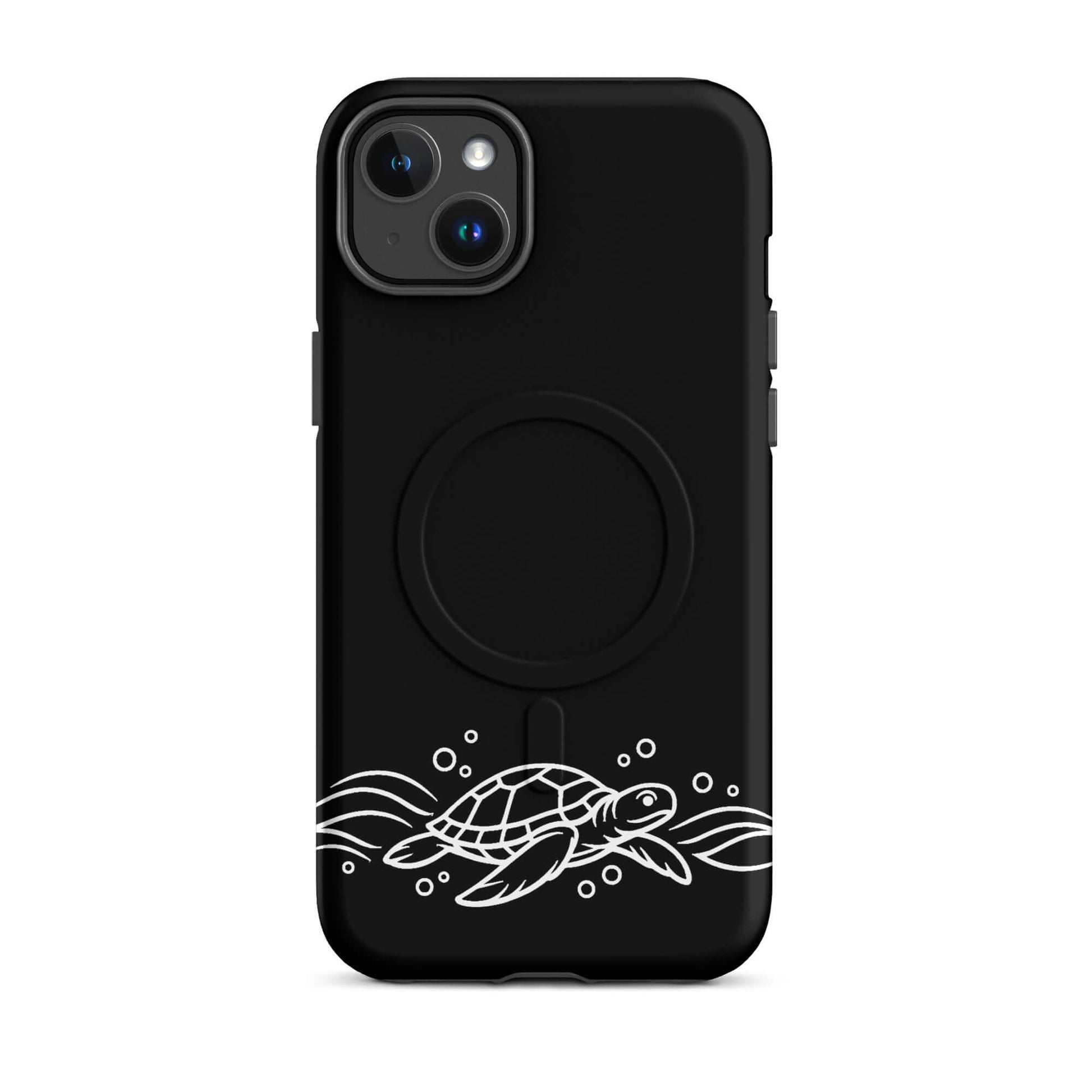 Magnetic Phone Case with minimalist sea turtle and wave design for iPhone.