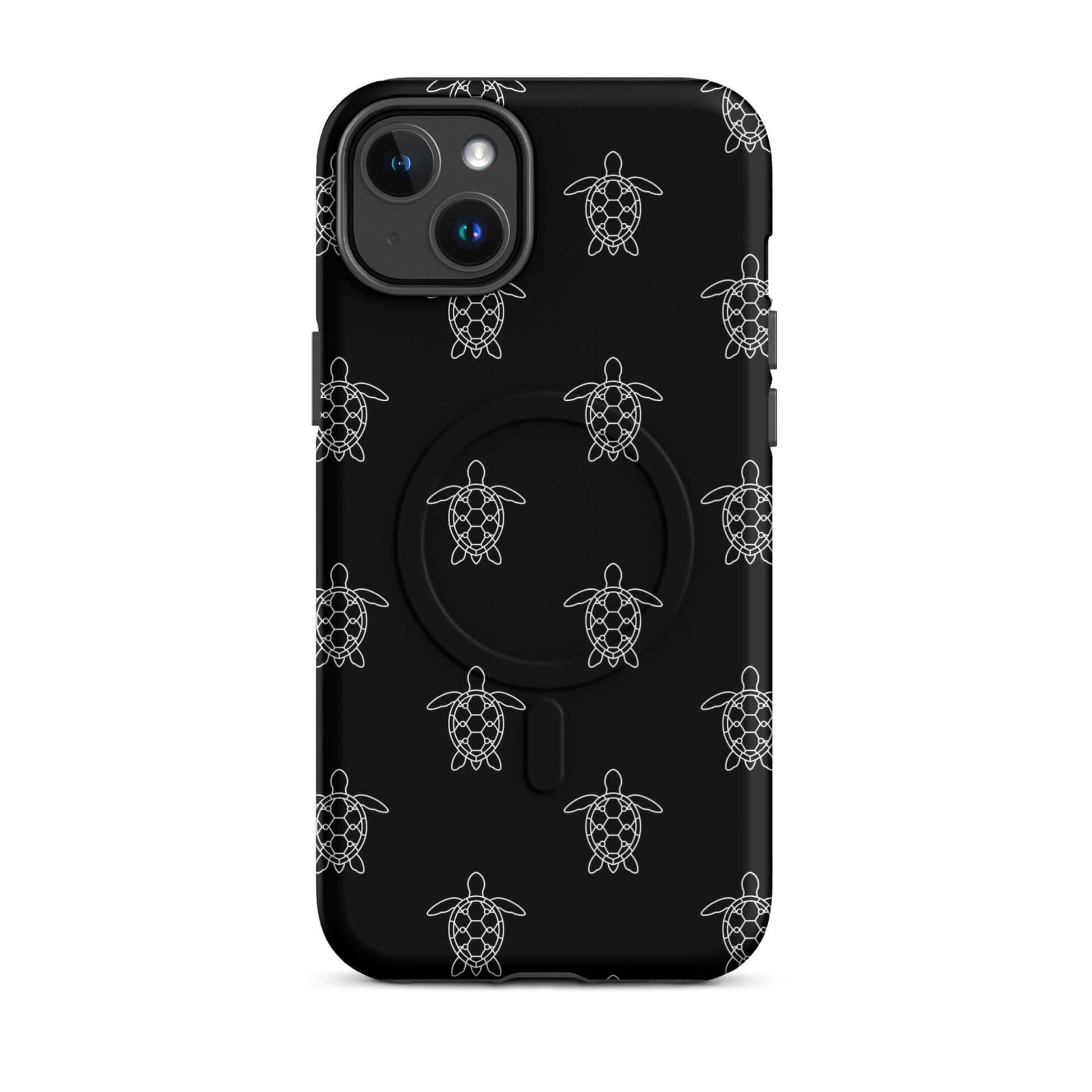 Magnetic Phone Case with minimalist sea turtle pattern in black and white design.