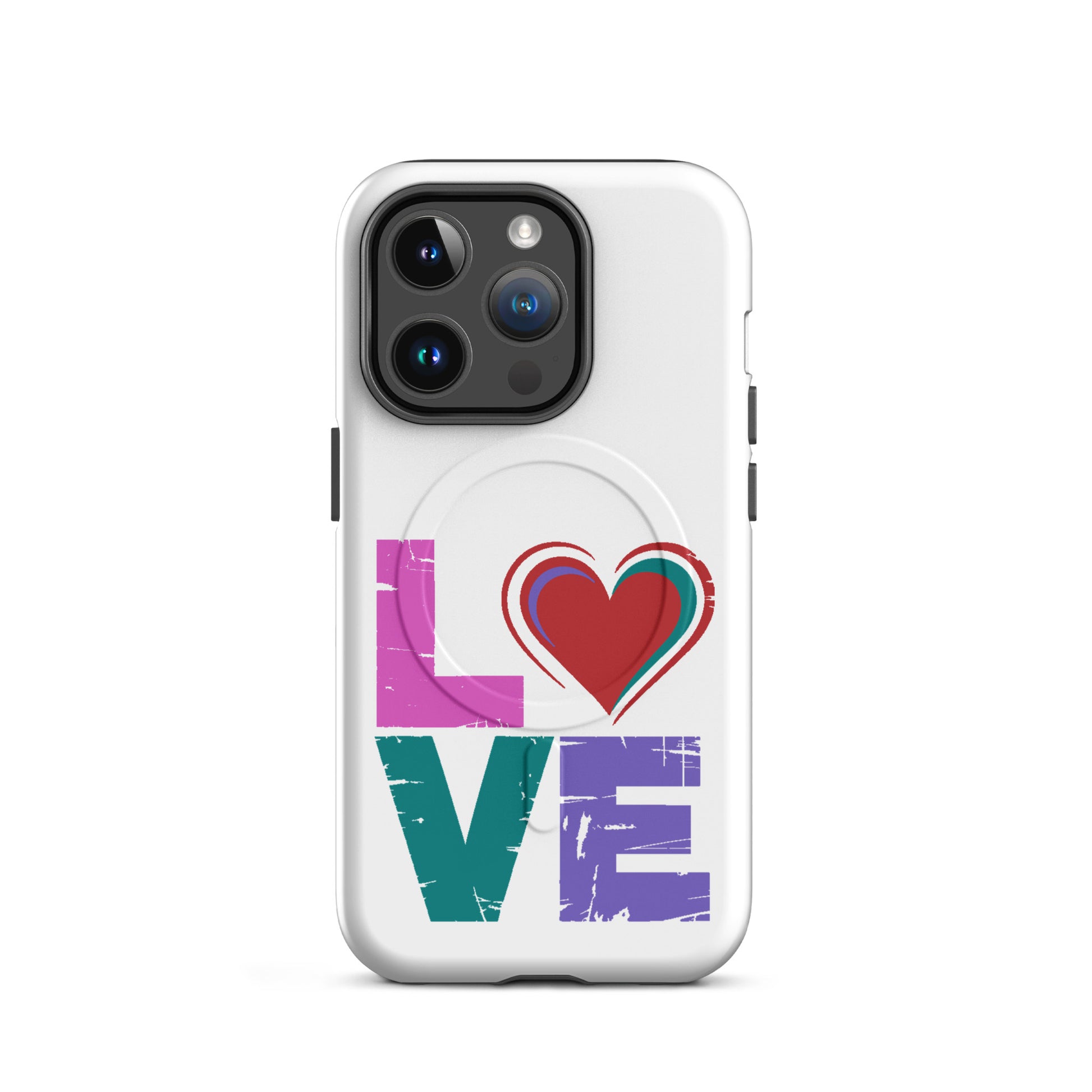 Love Magnetic Dual-Layer Tough Case for iPhone, stylish Apple iPhone Case with heart design and dual-layer protection.
